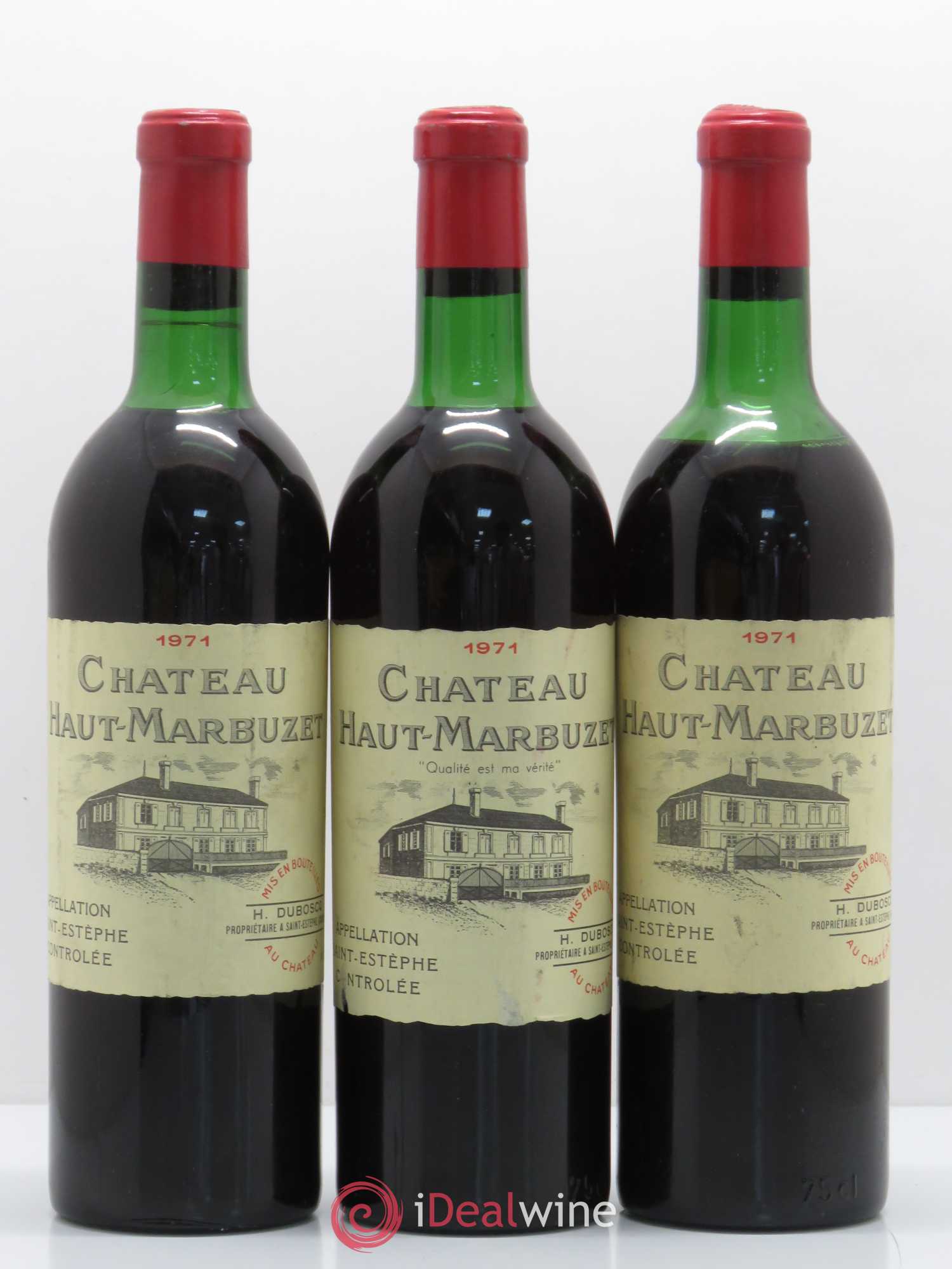 Château Haut Marbuzet 1971 - Lot de 3 bouteilles - 0