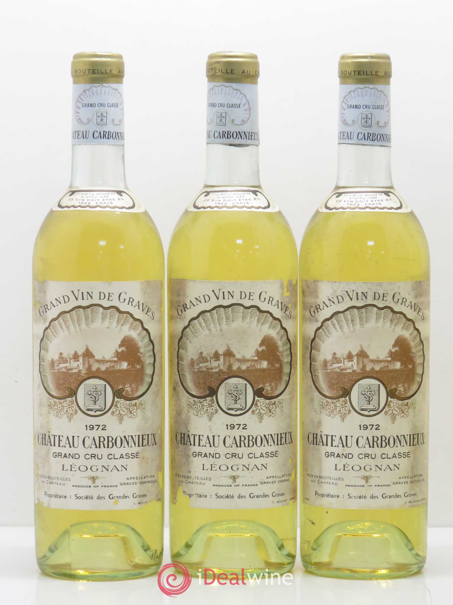 Château Carbonnieux Cru Classé de Graves 1972 - Lot de 6 bouteilles - 1