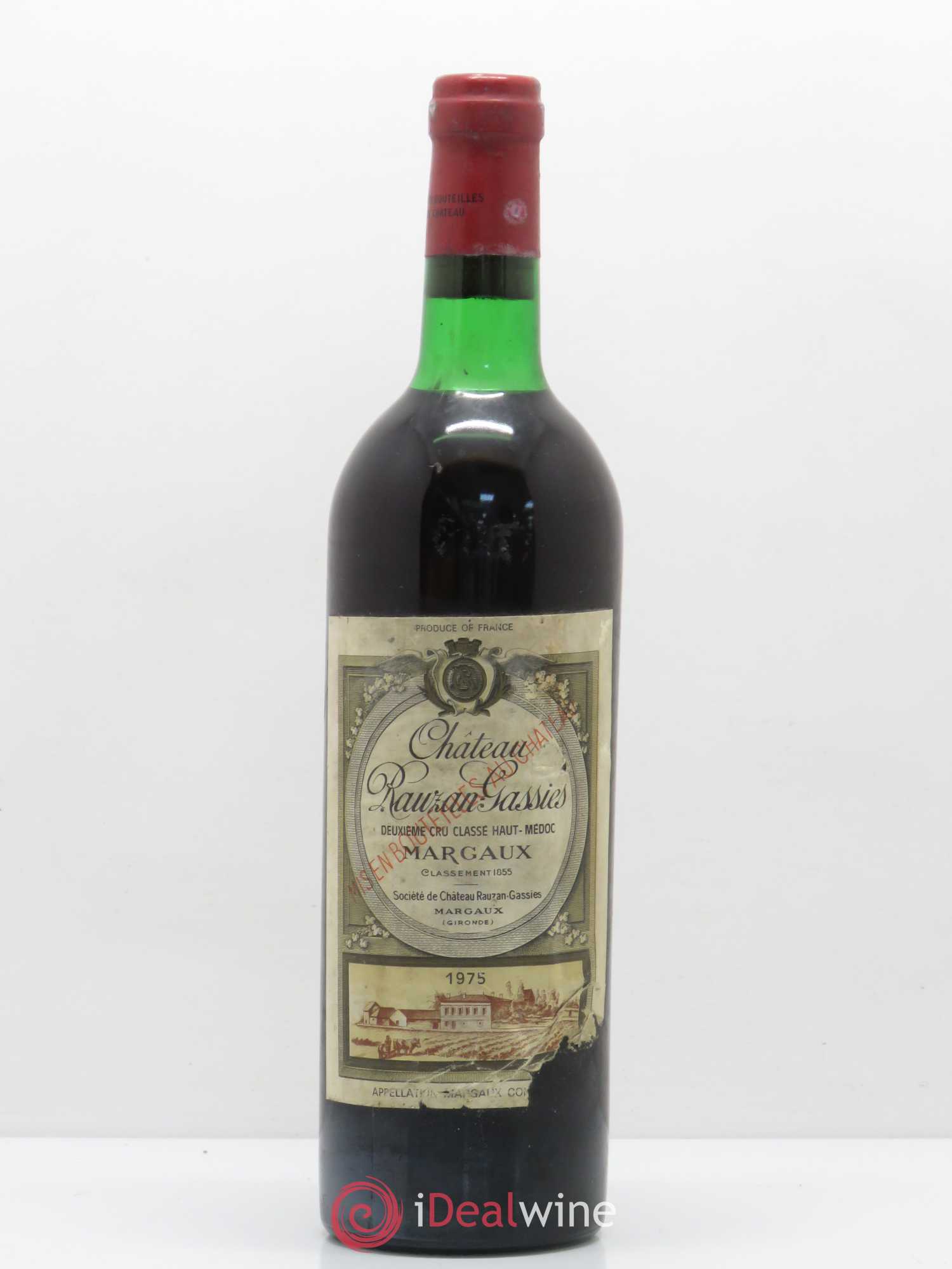 Château Rauzan-Gassies 2ème Grand Cru Classé 1975 - Lot de 1 bouteille - 0
