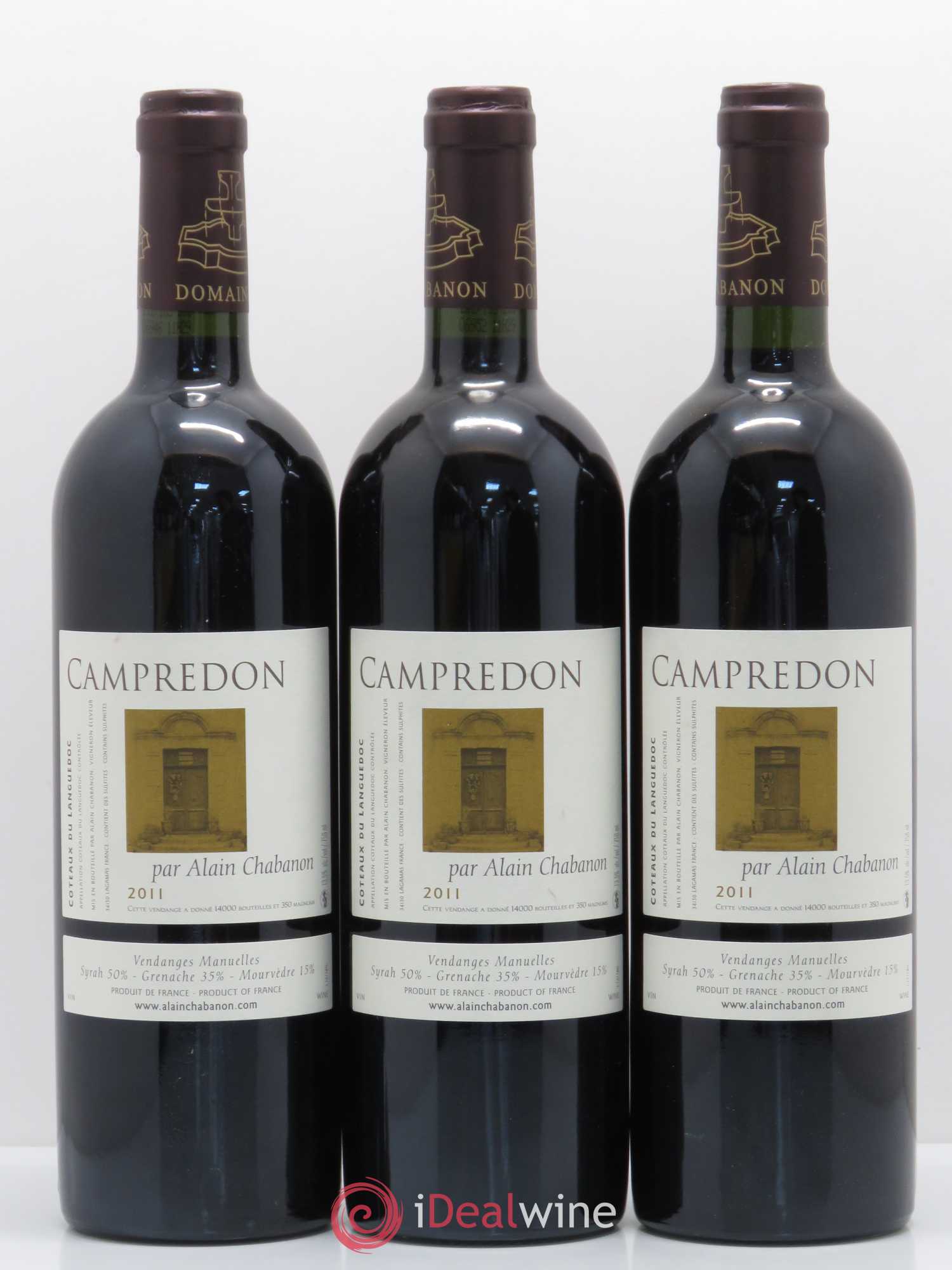Terrasse du Larzac (anciennement Coteaux du Languedoc) Campredon Alain Chabanon (Domaine) (sans prix de réserve) 2011 - Lot de 3 bouteilles - 0