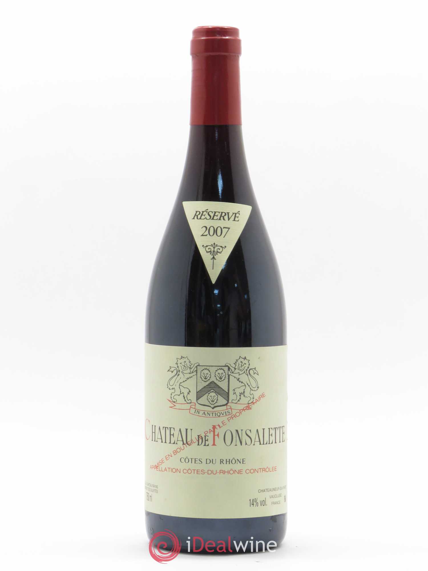Côtes-du-Rhône Château de Fonsalette Emmanuel Reynaud 2007 - Lot de 1 bouteille - 0