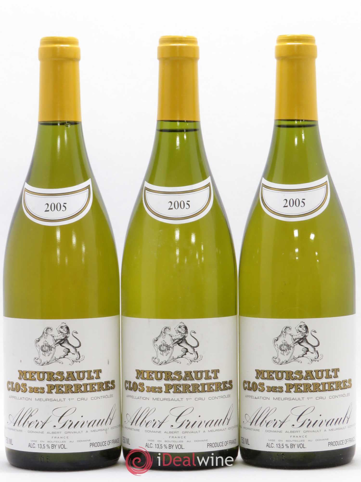 Meursault 1er Cru Clos des Perrières Monopole Albert Grivault 2005 - Lot de 3 bouteilles - 0