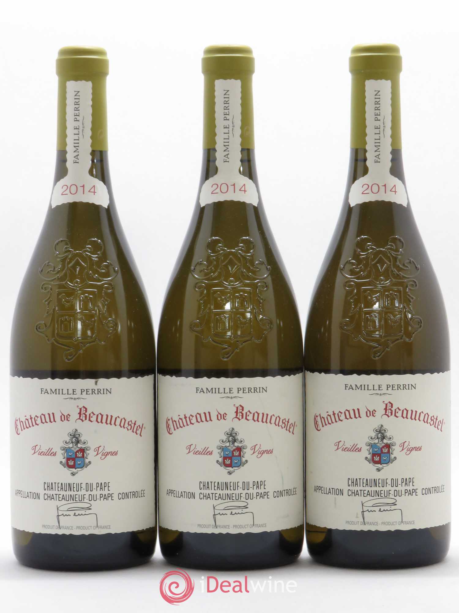 Châteauneuf-du-Pape Château de Beaucastel Vieilles vignes Roussanne Famille Perrin 2014 - Lot de 3 bouteilles - 0