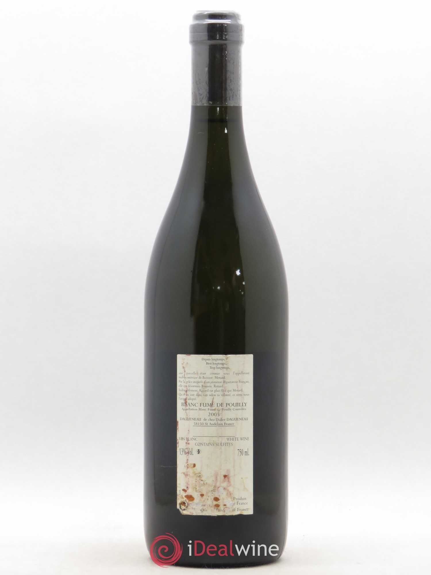Vin de France (anciennement Pouilly-Fumé) Buisson Renard Dagueneau (Domaine Didier - Louis-Benjamin) 2005 - Lot de 1 bouteille - 1