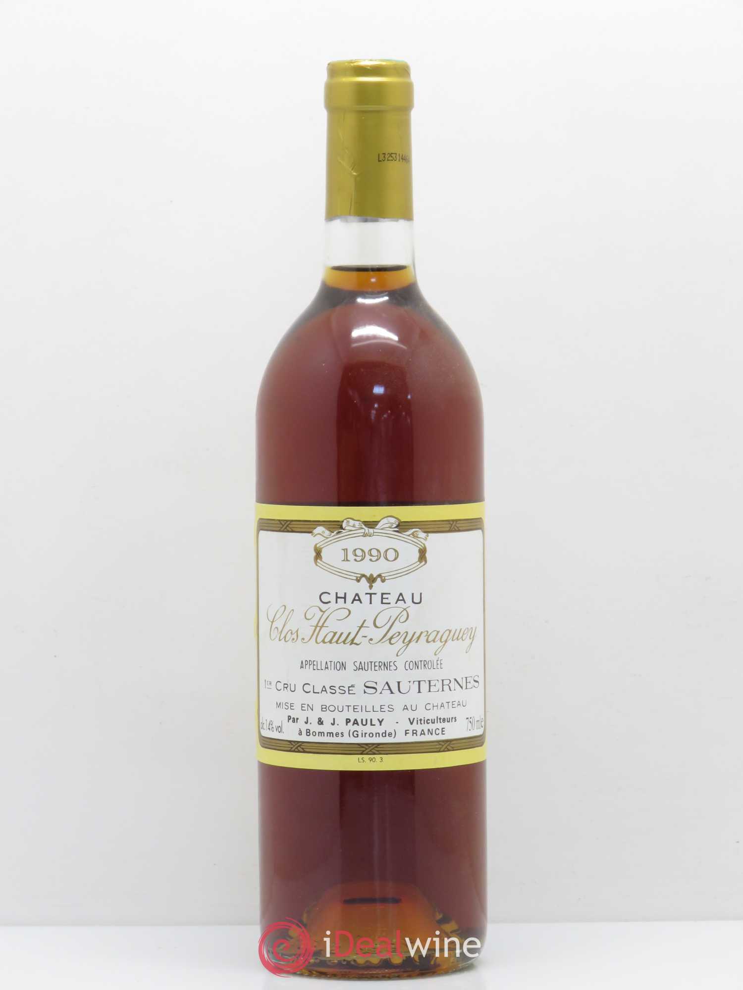 Clos Haut-Peyraguey 1er Grand Cru Classé 1990 - Lotto di 1 bottiglia - 0