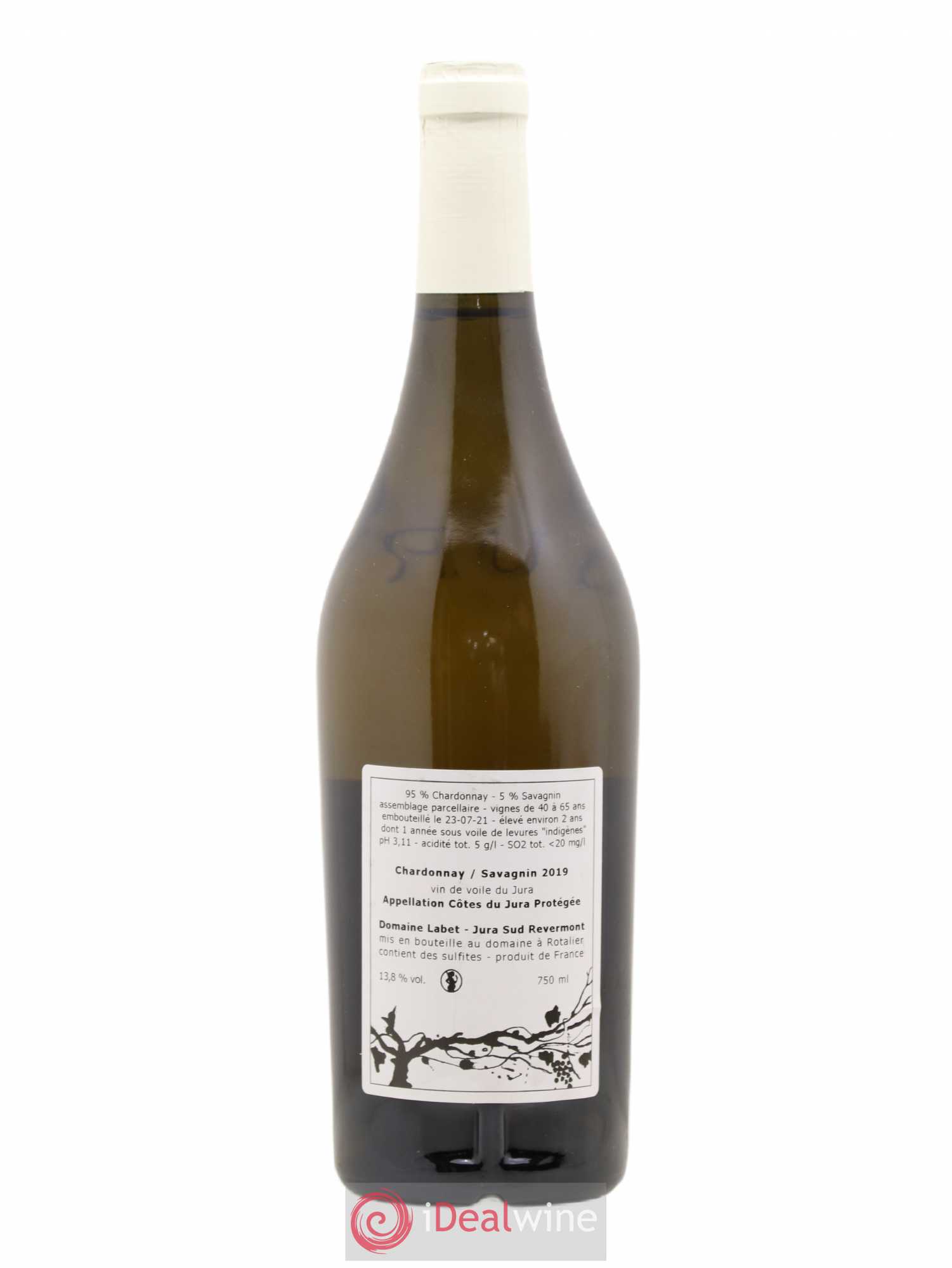 Côtes du Jura Vin de Voile Chardonnay-Savagnin cuvée de garde Romain - Julien - Charline Labet 2019 - Lot de 1 bouteille - 1