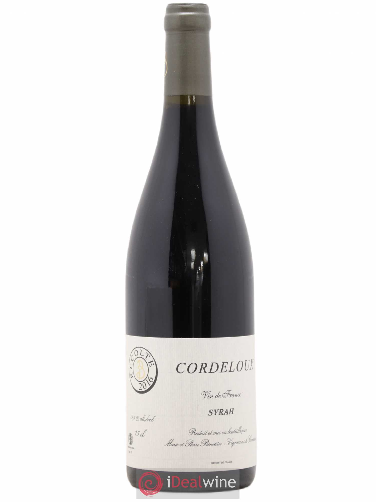 Vin de France Syrah Cordeloux Marie et Pierre Bénetière (Domaine) 2016 - Lot de 1 bouteille - 0