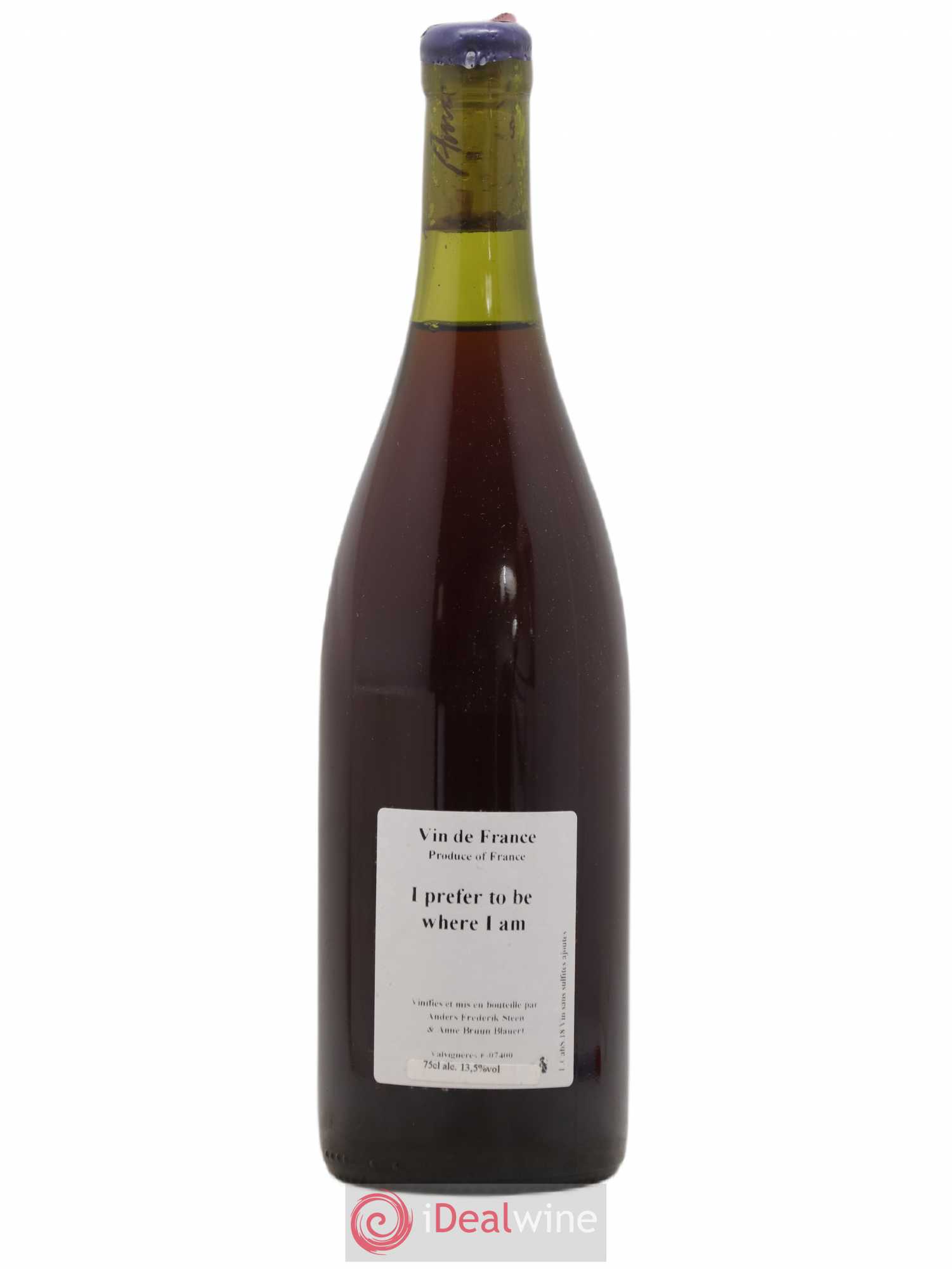 Vin de France I prefer to be where I am Anders Frederik Steen (sans prix de réserve) 2018 - Posten von 1 Flasche - 0