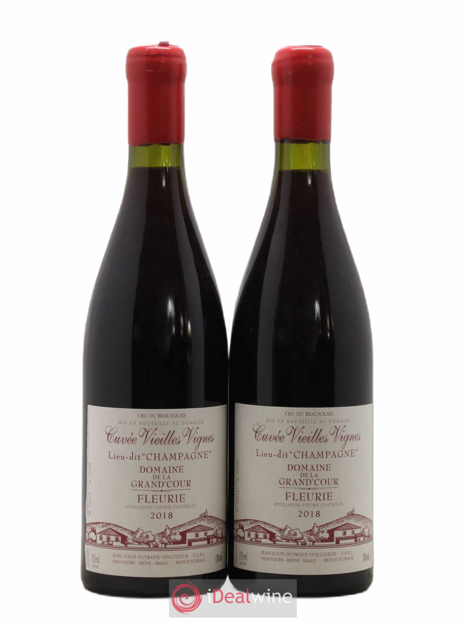 Fleurie Champagne - Cuvée Vieilles Vignes Grand'cour (Domaine de la) - Jean-Louis Dutraive Champagne Dutraive Vieilles Vignes 2018 - Lotto di 2 bottiglie - 0