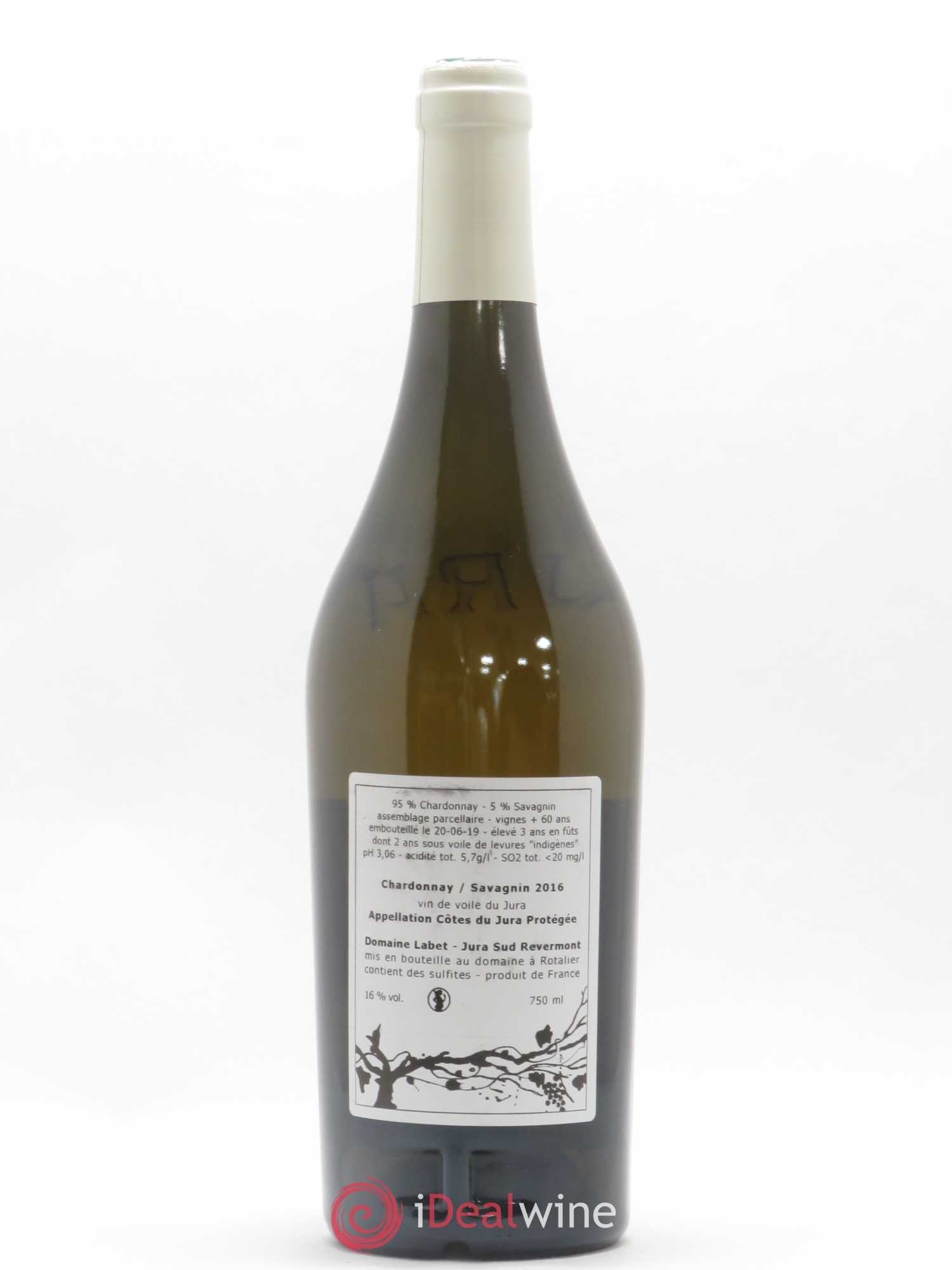 Côtes du Jura Vin de Voile Chardonnay-Savagnin cuvée de garde Romain - Julien - Charline Labet 2016 - Lot de 1 bouteille - 1