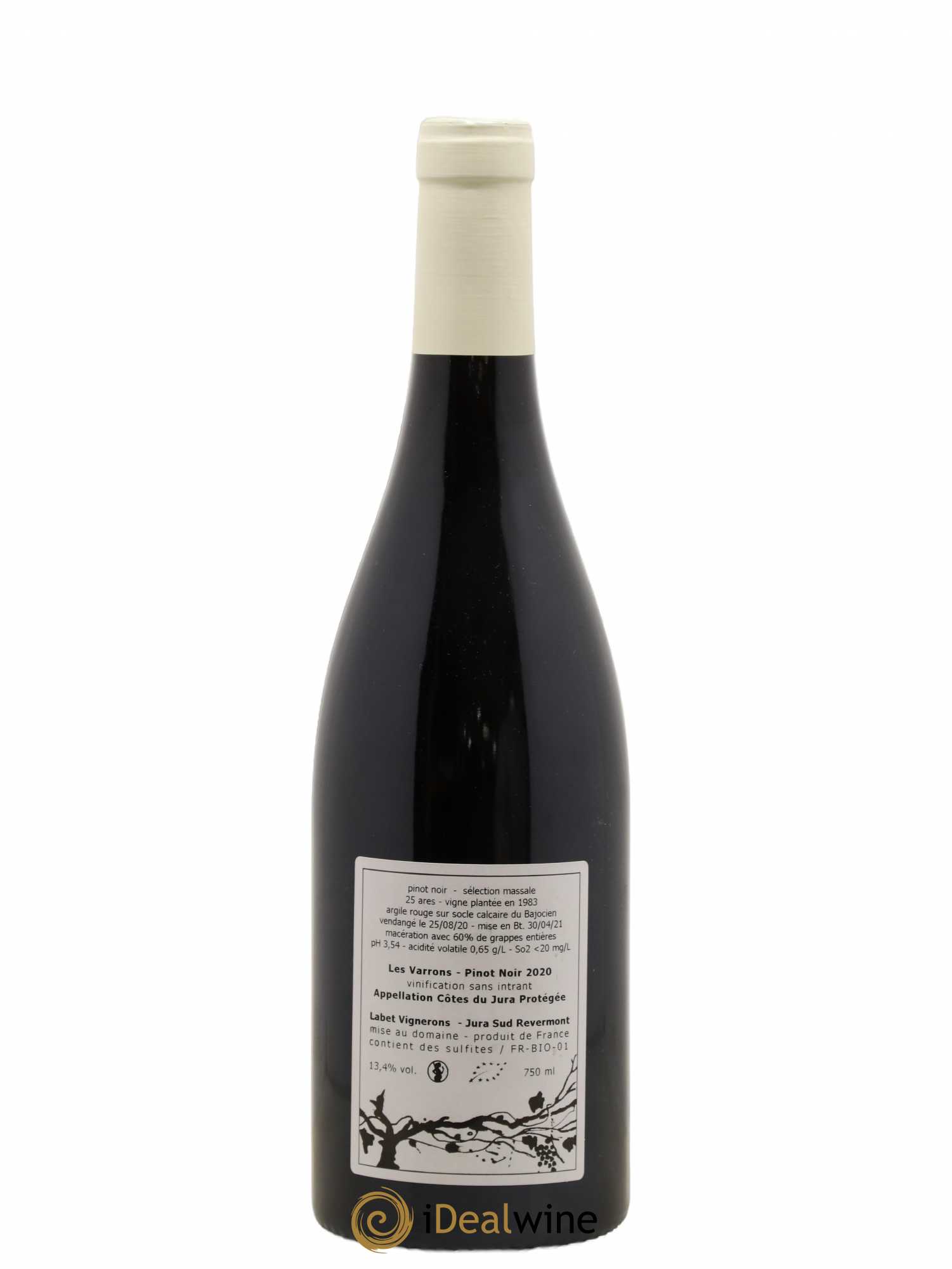 Côtes du Jura Pinot Noir Les Varrons Sélection Massale Romain - Julien - Charline Labet 2020 - Lot de 1 bouteille - 1
