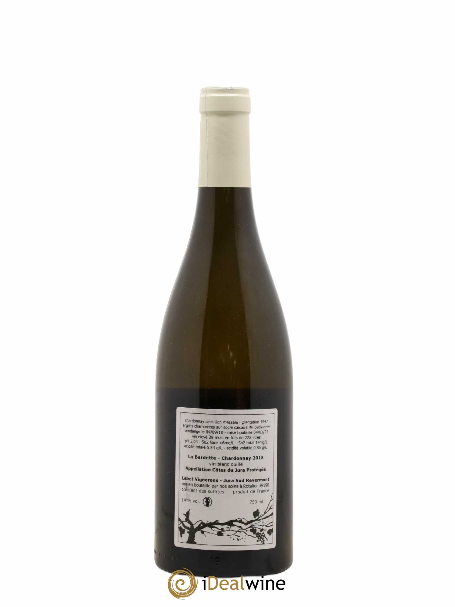 Côtes du Jura Chardonnay La Bardette Romain - Julien - Charline Labet 2018 - Lot de 1 bouteille - 1