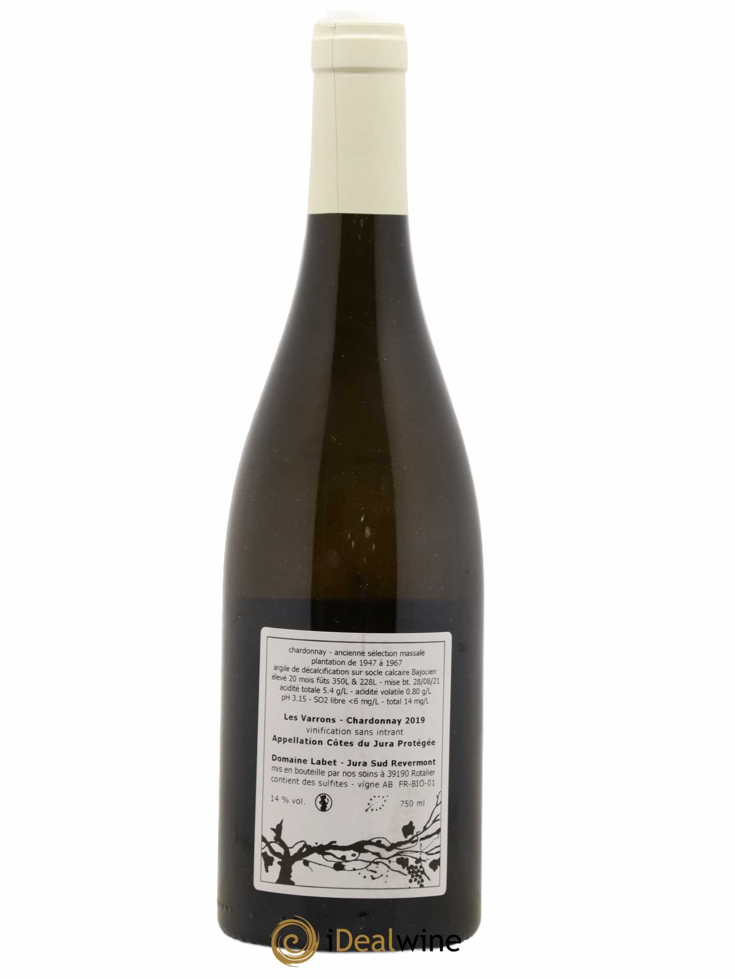Côtes du Jura Chardonnay Les Varrons Romain - Julien - Charline Labet 2019 - Lot de 1 bouteille - 1