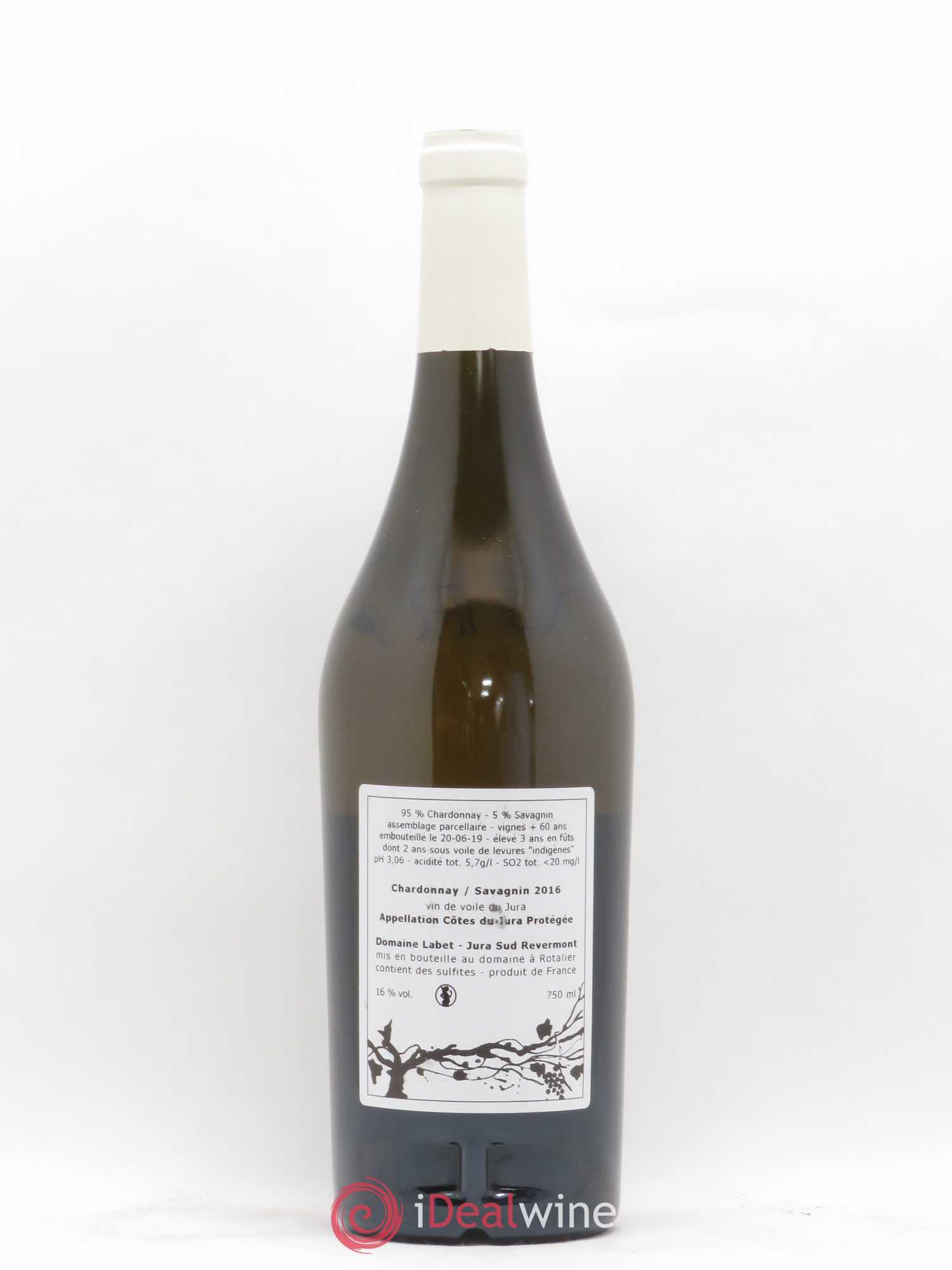 Côtes du Jura Vin de Voile Chardonnay-Savagnin cuvée de garde Romain - Julien - Charline Labet 2016 - Lot de 1 bouteille - 1