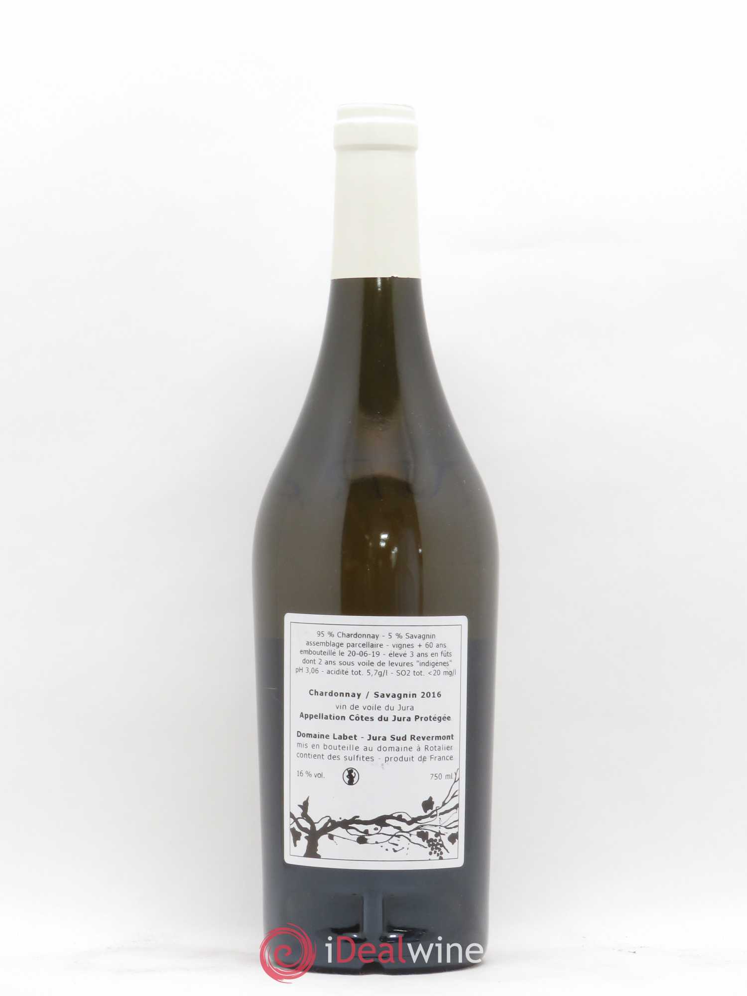 Côtes du Jura Vin de Voile Chardonnay-Savagnin cuvée de garde Romain - Julien - Charline Labet 2016 - Lot de 1 bouteille - 1