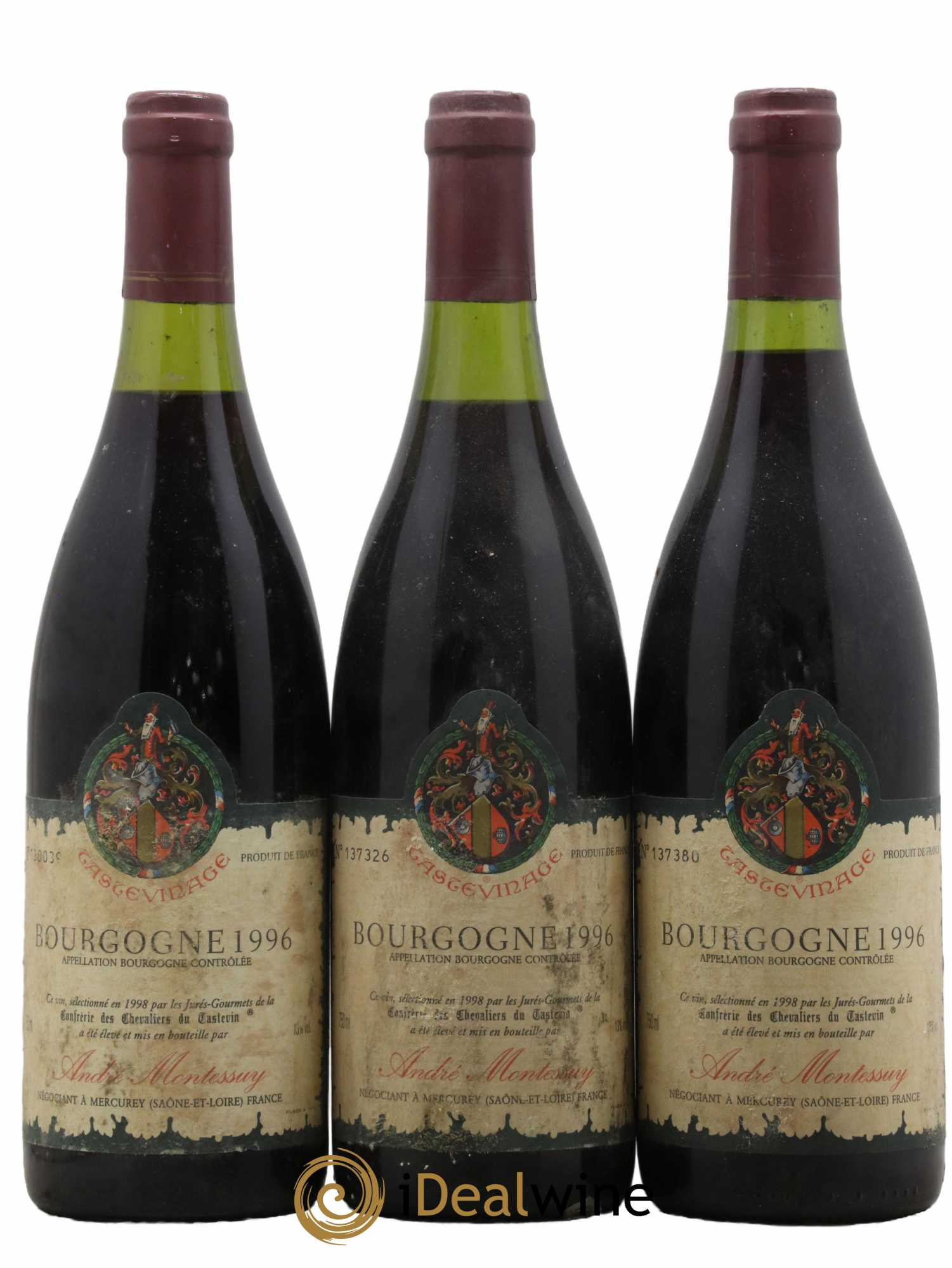 Bourgogne Confrerie Du Tastevinage Andre Montessuy 1996 - Lotto di 3 bottiglie - 0