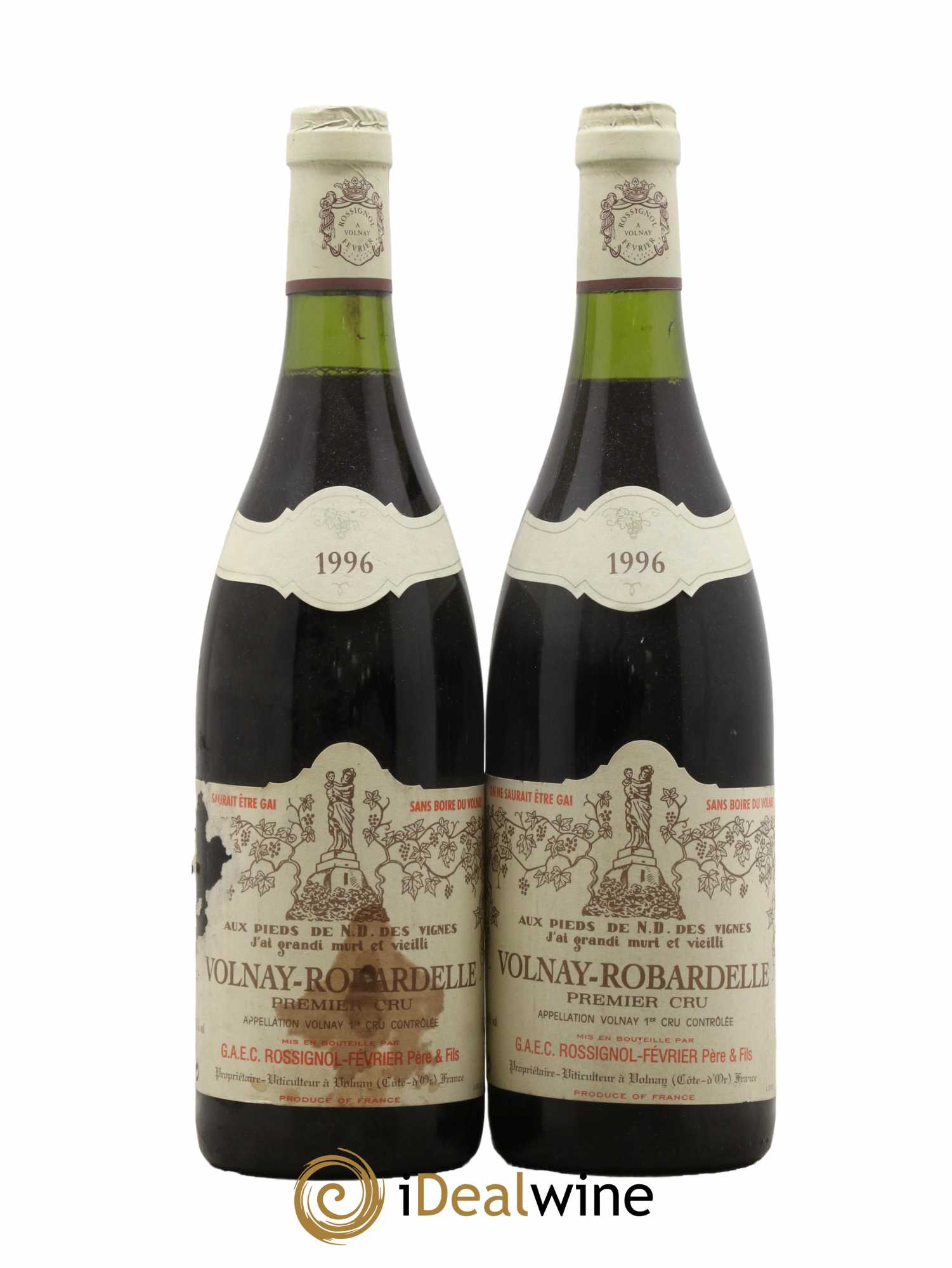Volnay 1er Cru Robardelle Rossignol Fevrier 1996 - Lot de 2 bouteilles - 0