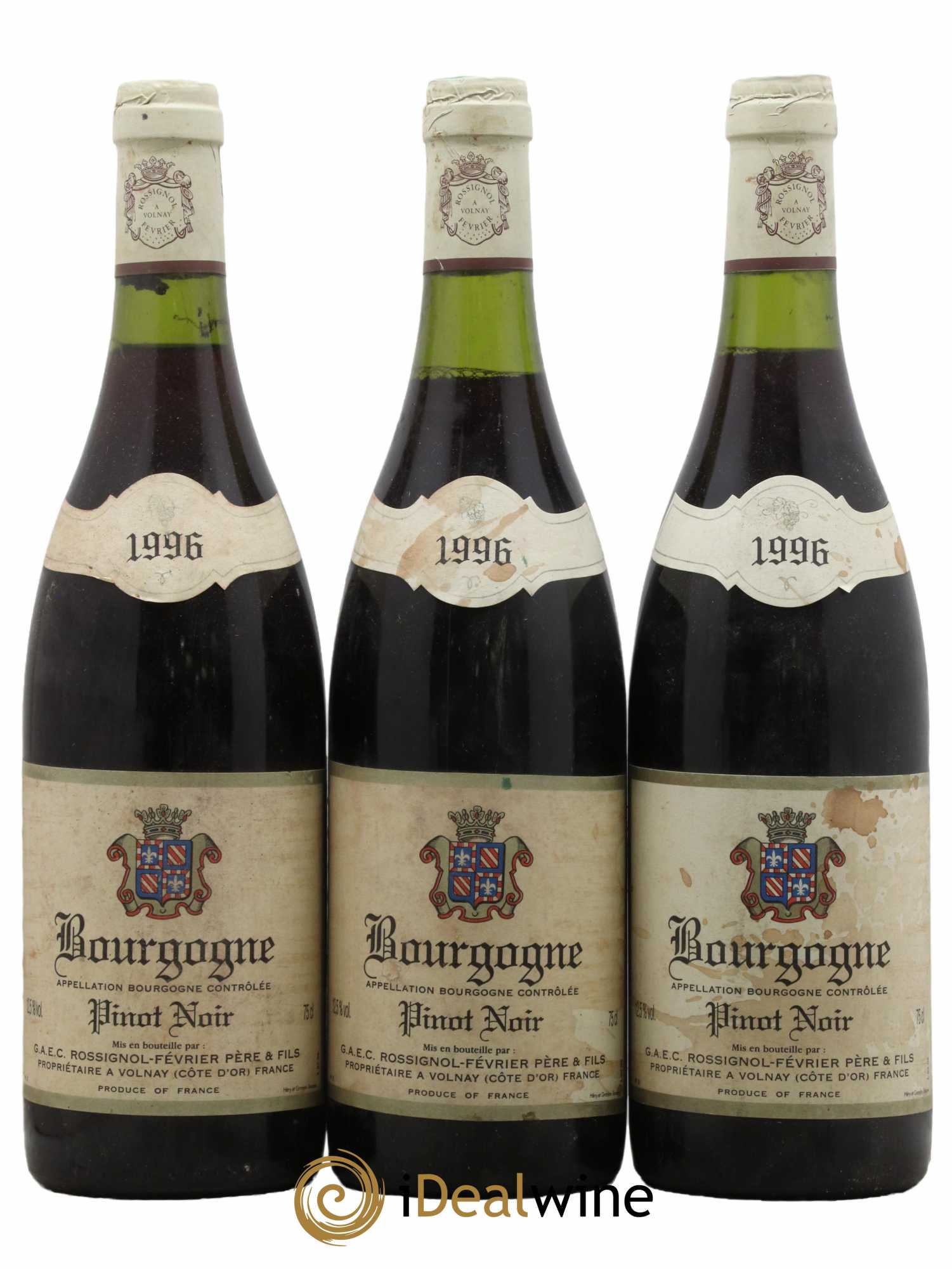 Bourgogne Pinot Noir Rossignol Fevrier 1996 - Lot de 3 bouteilles - 0