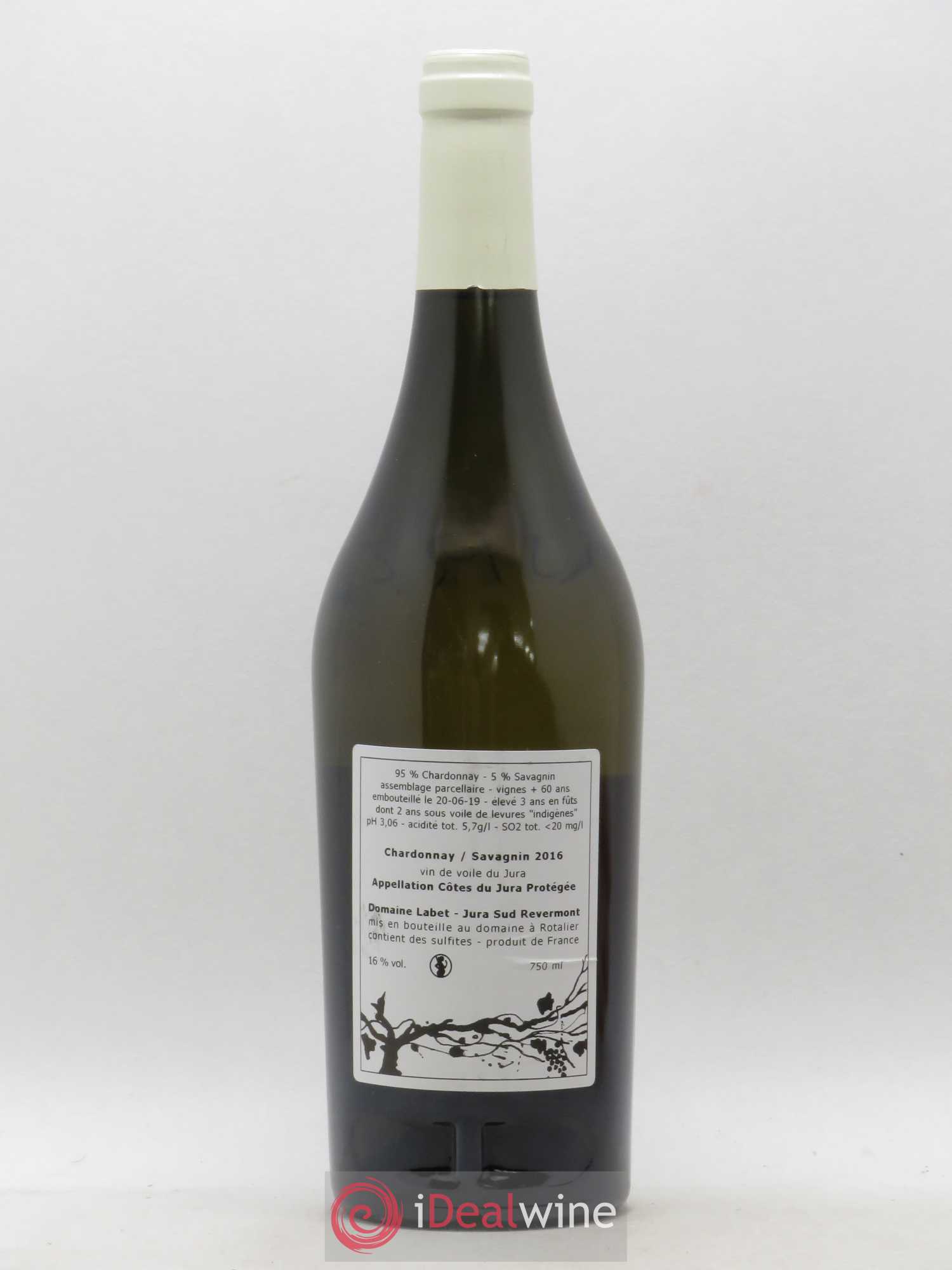 Côtes du Jura Vin de Voile Chardonnay-Savagnin cuvée de garde Romain - Julien  - Charline Labet 2016 - Lot de 1 bouteille - 1
