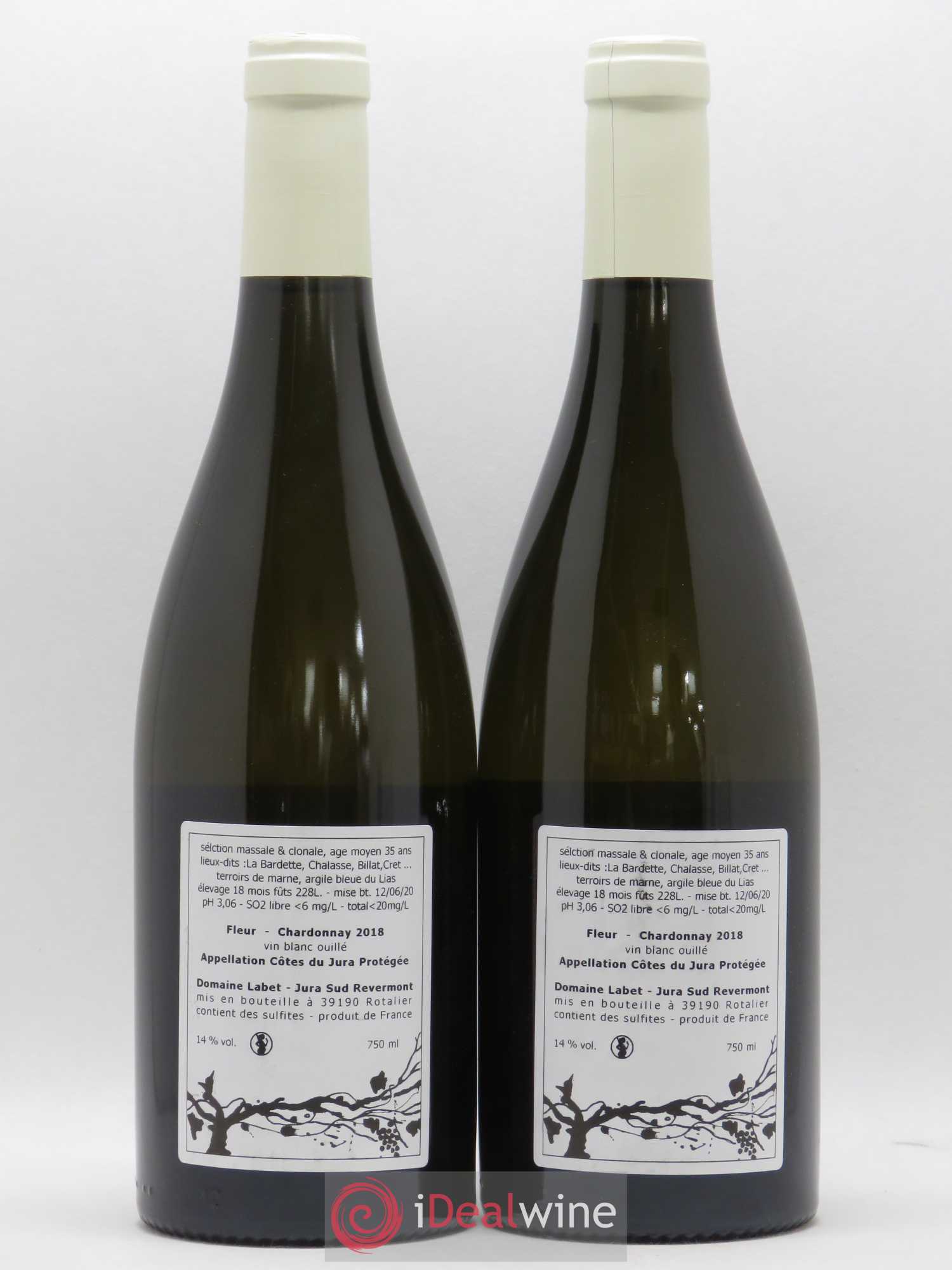 Côtes du Jura Chardonnay Fleur Romain - Julien - Charline Labet 2018 - Lot de 2 bouteilles - 1