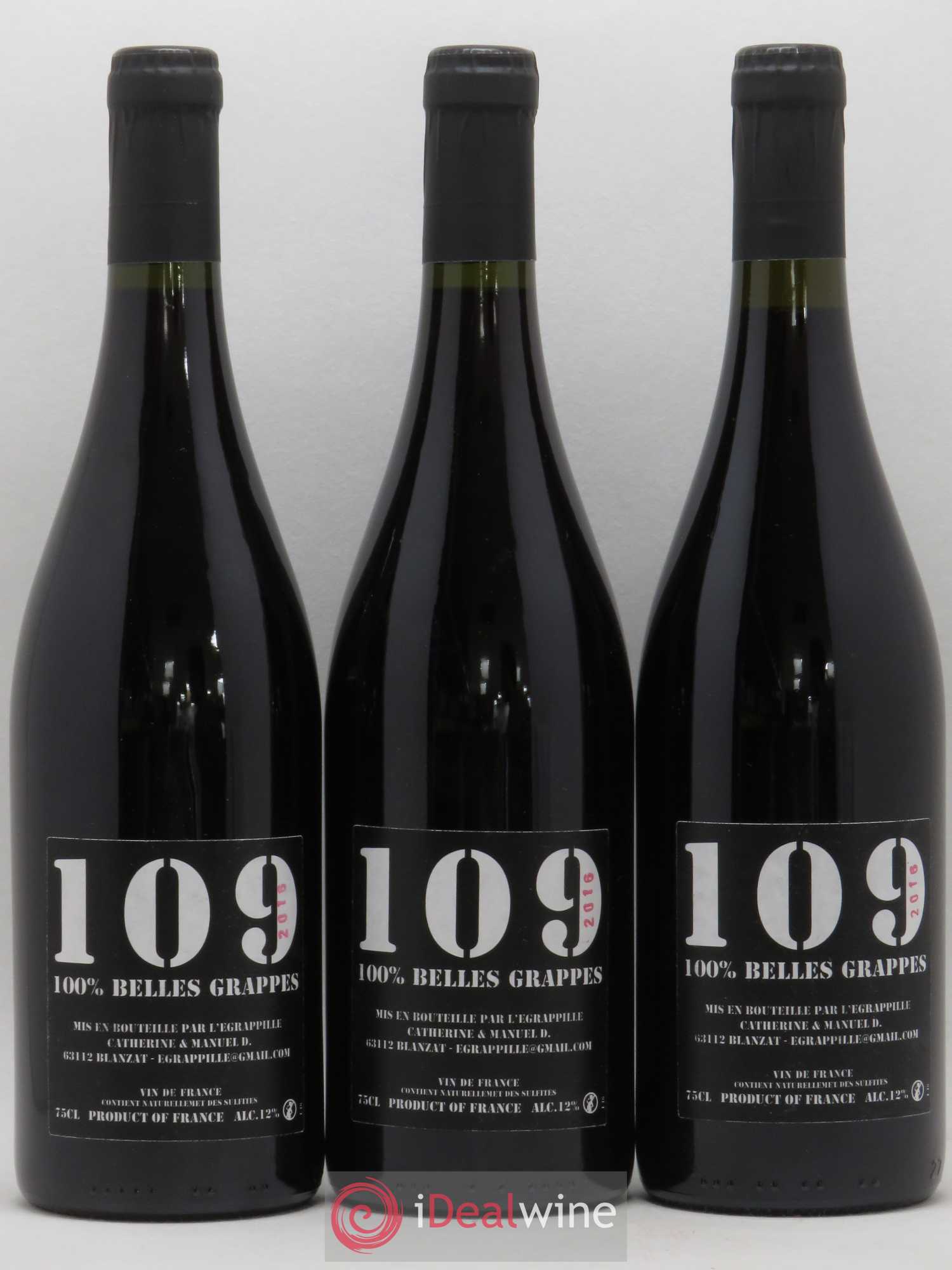 Vin de France Auvergne 109 Les Belles Grappes Domaine de l'Egrapille 2016 - Lot of 3 bottles - 0