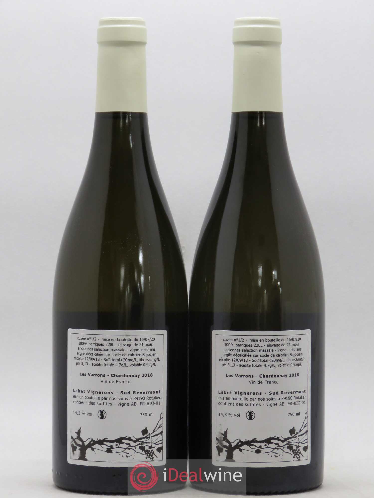 Vin de France Les Varrons chardonnay Labet (Domaine) 2018 - Posten von 2 Flaschen - 1