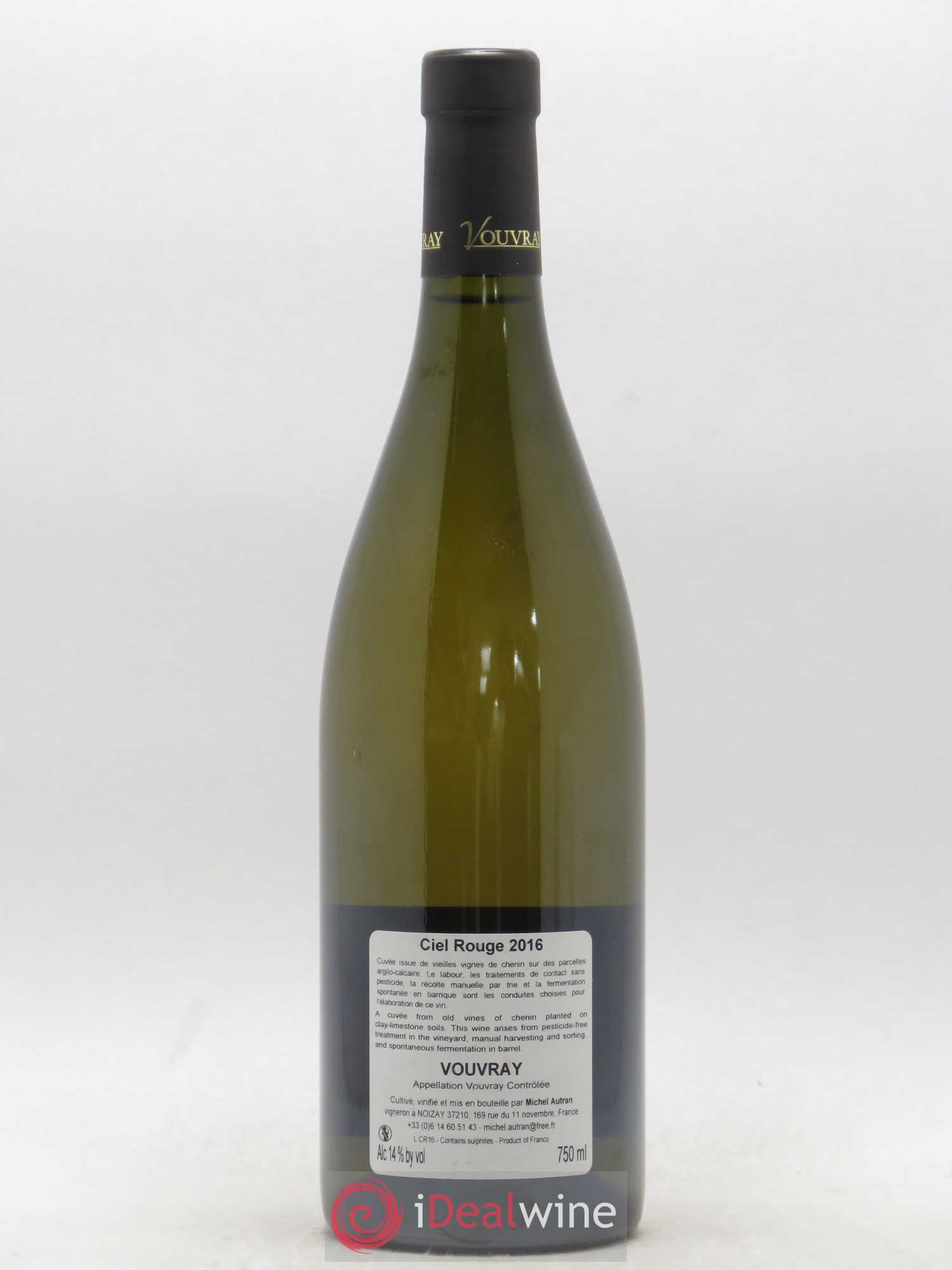 Vouvray Ciel rouge Michel Autran 2016 - Posten von 1 Flasche - 1