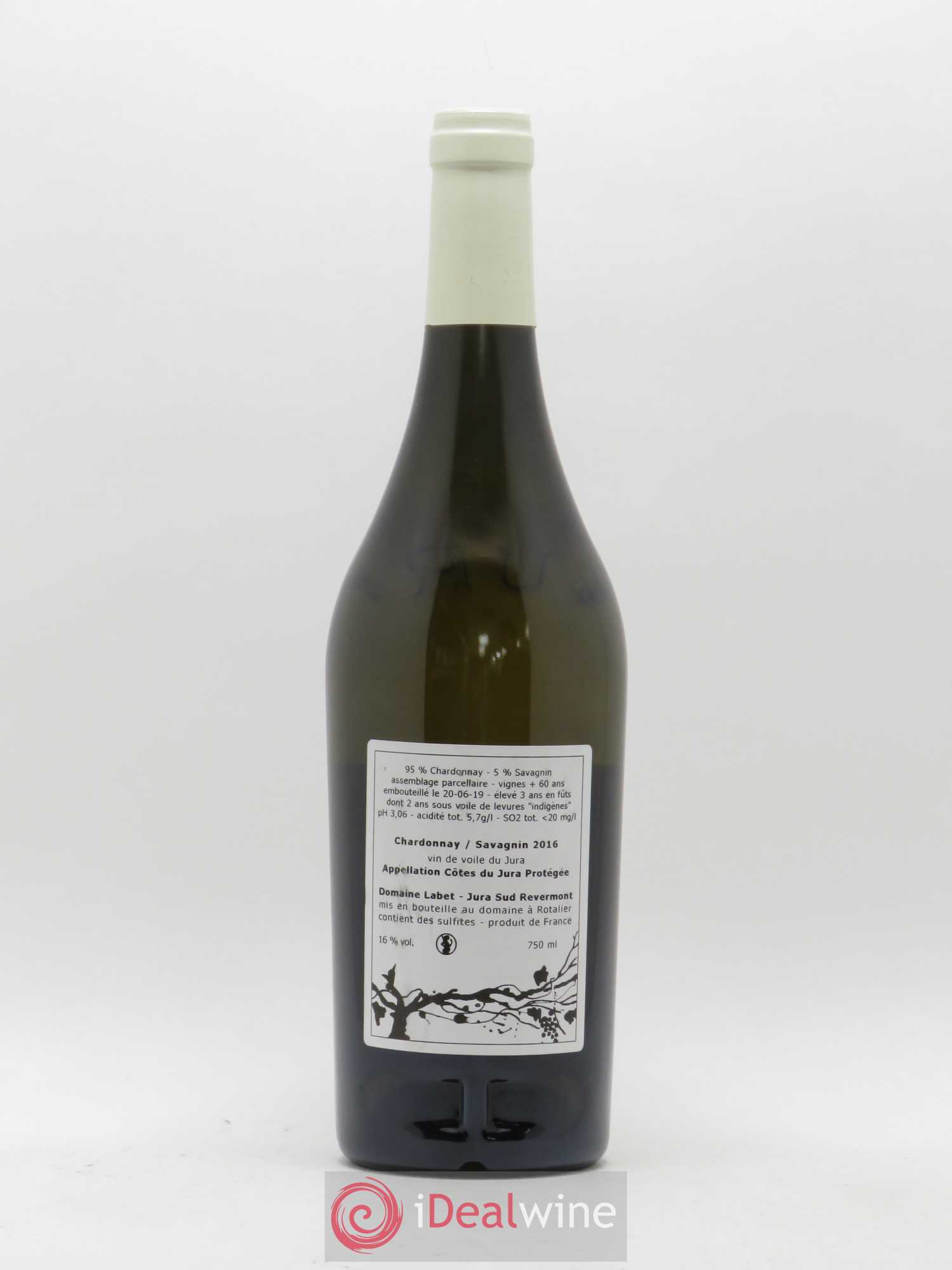 Côtes du Jura Vin de Voile Chardonnay-Savagnin cuvée de garde Romain - Julien - Charline Labet 2016 - Lot de 1 bouteille - 1