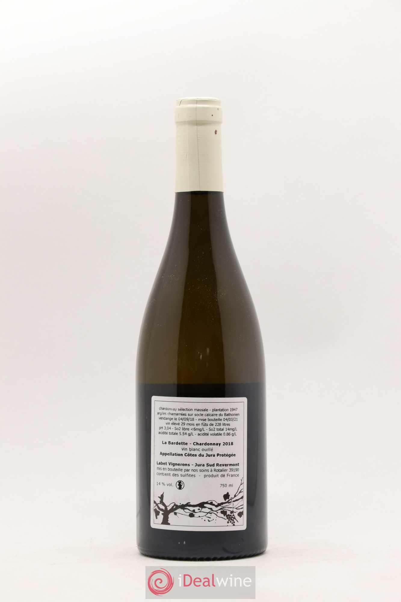 Côtes du Jura Chardonnay La Bardette Romain - Julien - Charline Labet 2018 - Lot de 1 bouteille - 1
