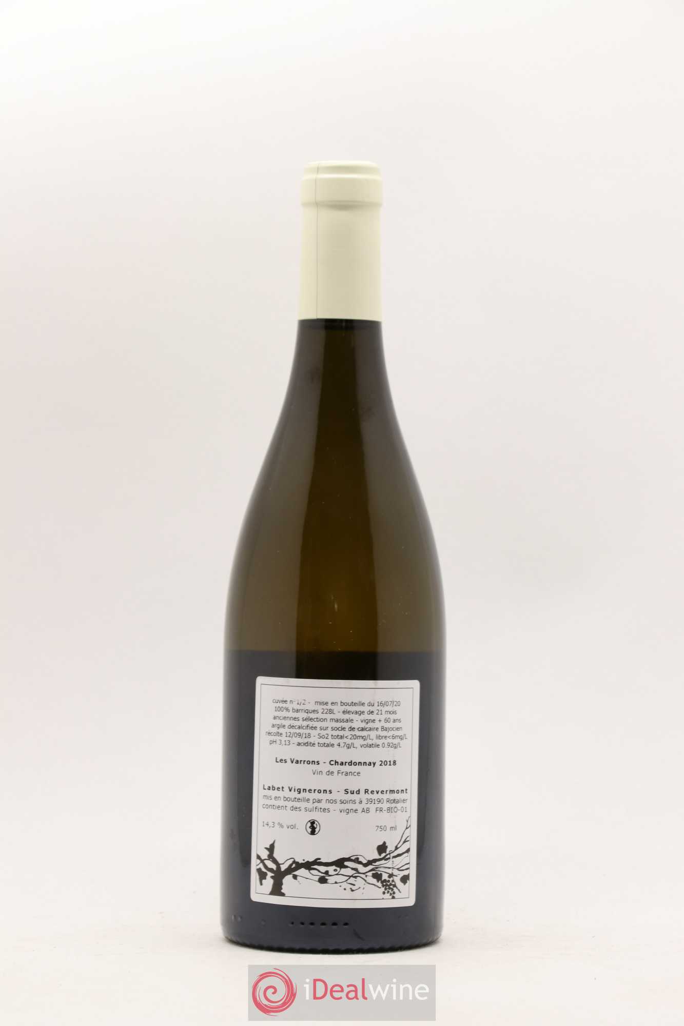 Côtes du Jura Chardonnay Les Varrons Romain - Julien - Charline Labet 2018 - Lot de 1 bouteille - 1