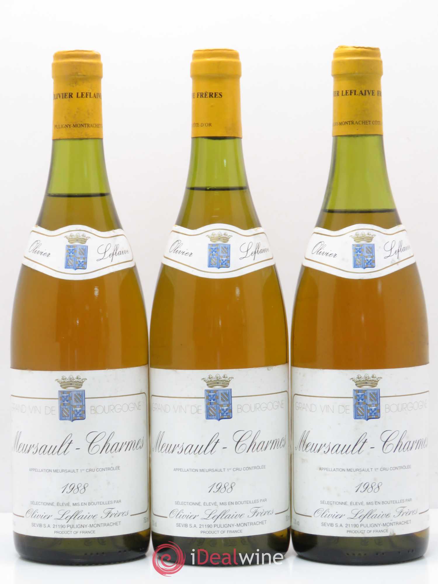 Meursault 1er Cru Charmes Olivier Leflaive 1988 - Posten von 3 Flaschen - 0
