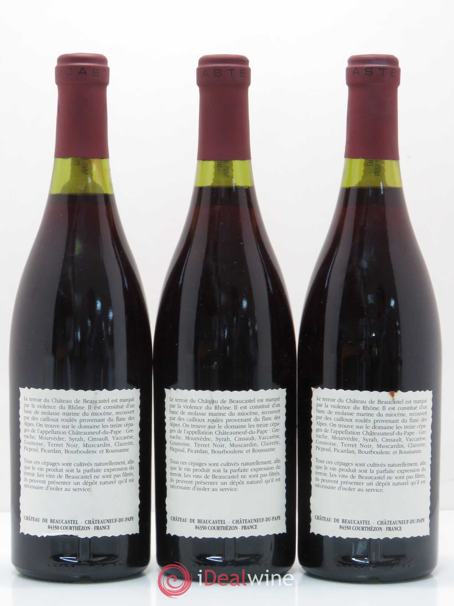 Châteauneuf-du-Pape Château de Beaucastel Famille Perrin 1990 - Lot de 3 bouteilles - 1