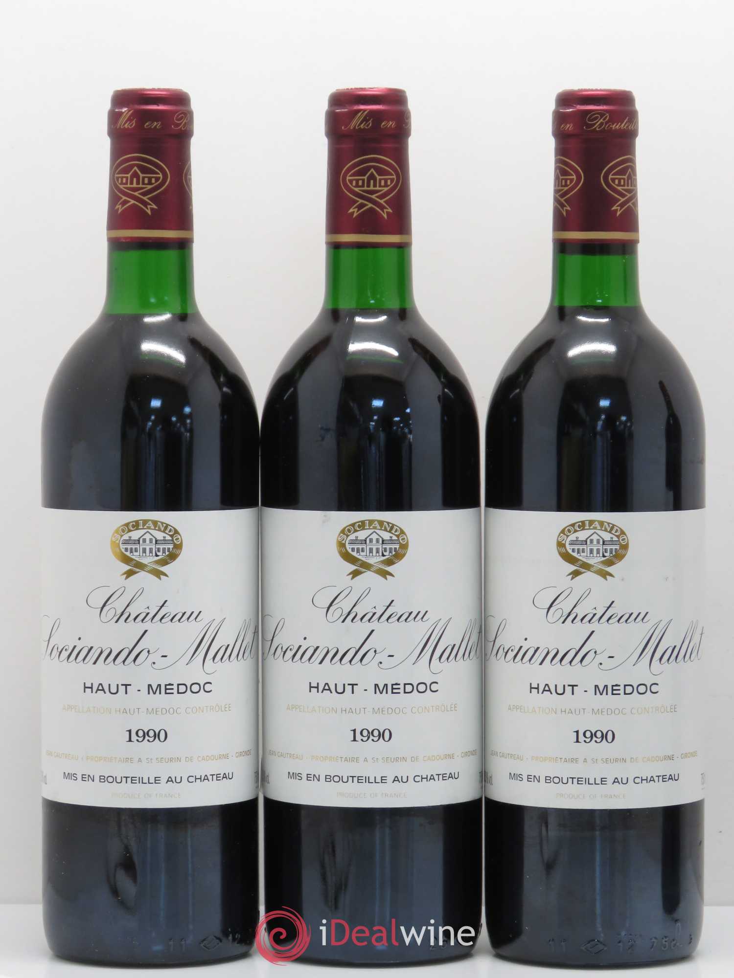 Château Sociando Mallet 1990 - Lot de 9 bouteilles - 1