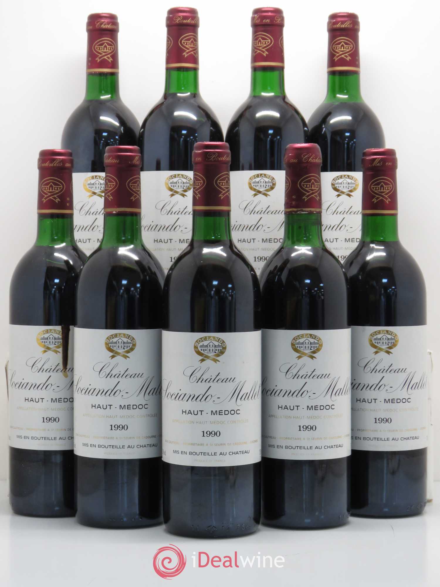Château Sociando Mallet 1990 - Lot de 9 bouteilles - 0