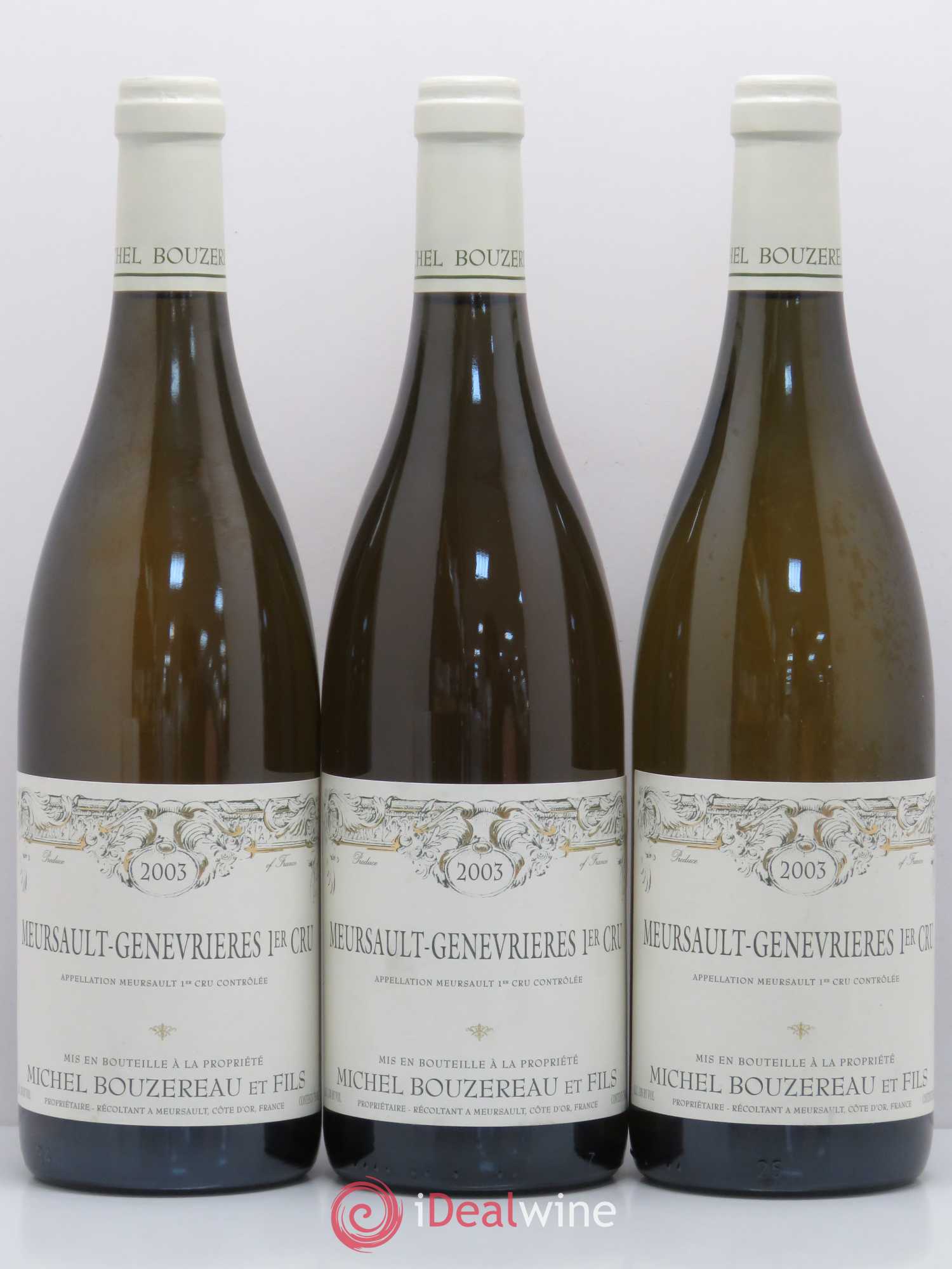 Meursault 1er Cru Les Genevrières Michel Bouzereau et Fils (Domaine) 2003 - Lot de 3 bouteilles - 0
