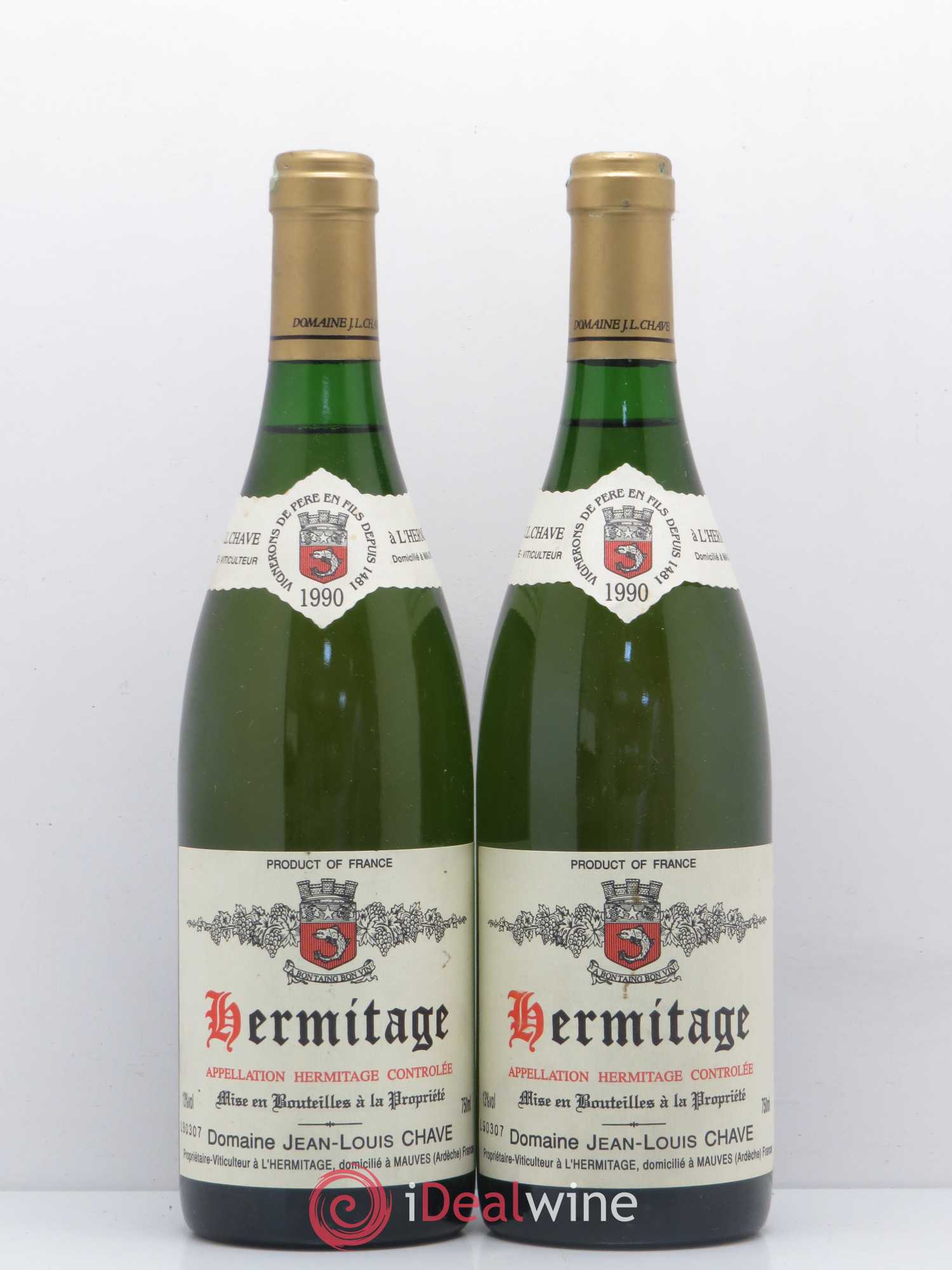 Hermitage Jean-Louis Chave 1990 - Lot de 2 bouteilles - 0