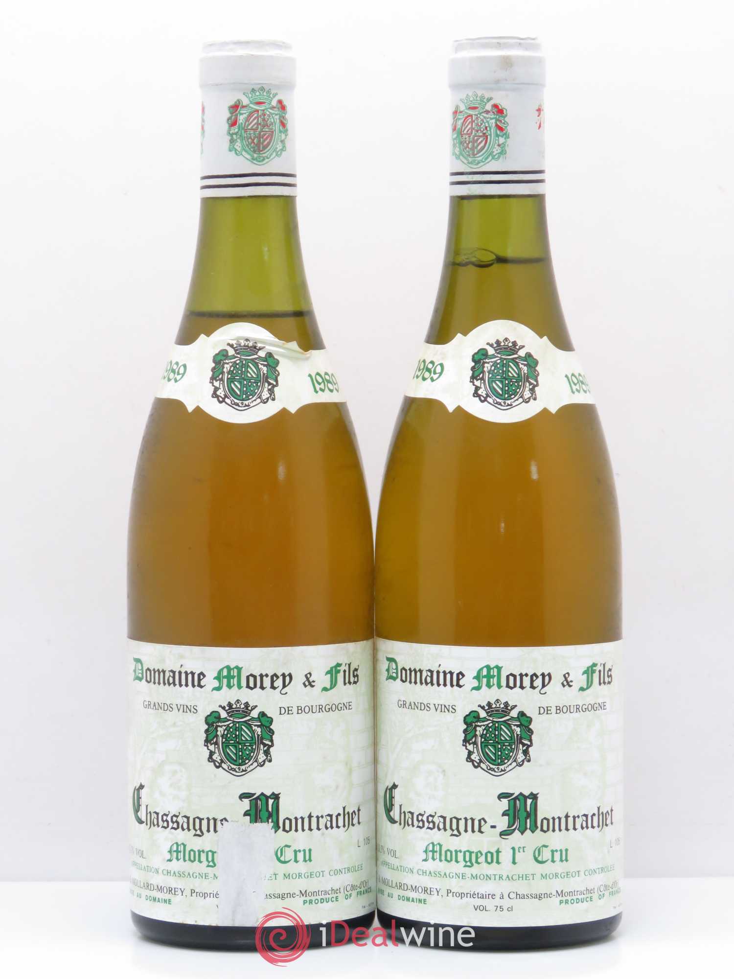Chassagne-Montrachet 1er Cru Morgeot Bernard Morey et Fils (Domaine) 1989 - Lot de 2 bouteilles - 0