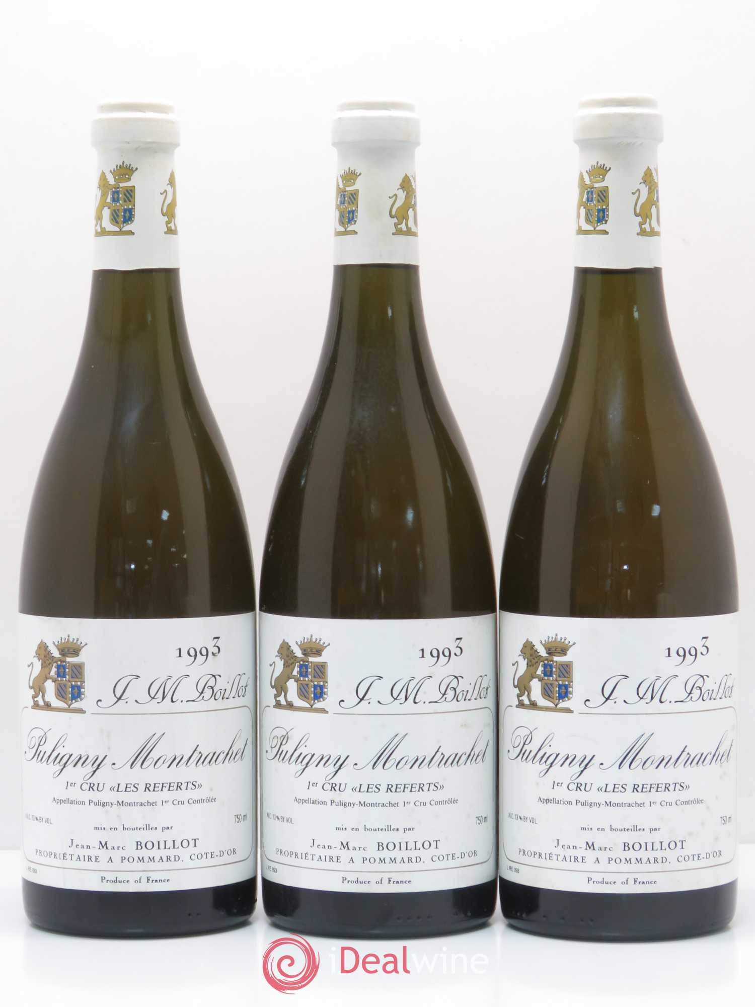 Puligny-Montrachet 1er Cru Les Referts Jean-Marc Boillot 1993 - Posten von 3 Flaschen - 0