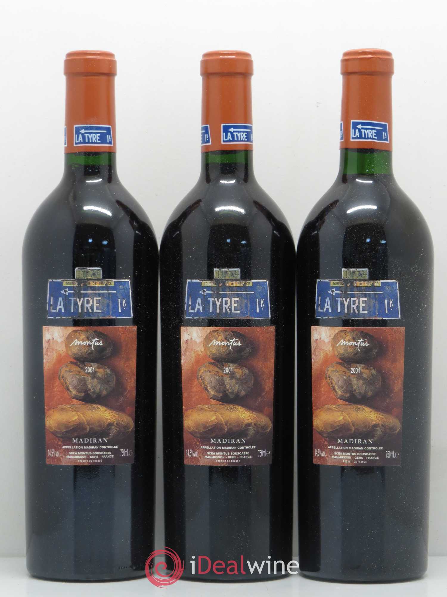 Madiran Château Montus-La Tyre Alain Brumont 2001 - Lot de 3 bouteilles - 0