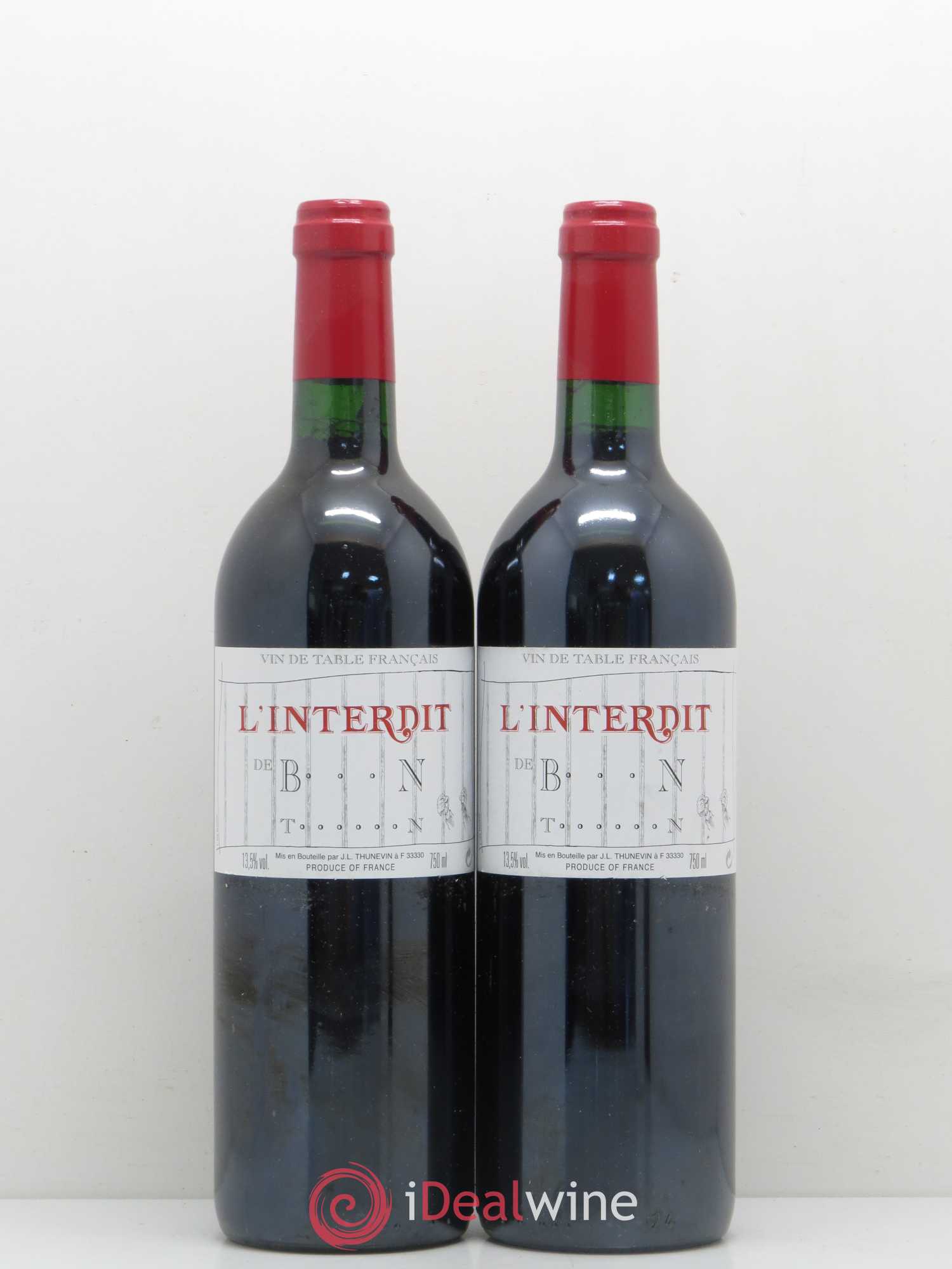 Vin de table L'Interdit de B...N T......N Jean-Luc Thunevin (sans prix de réserve) 2000 - Posten von 2 Flaschen - 0