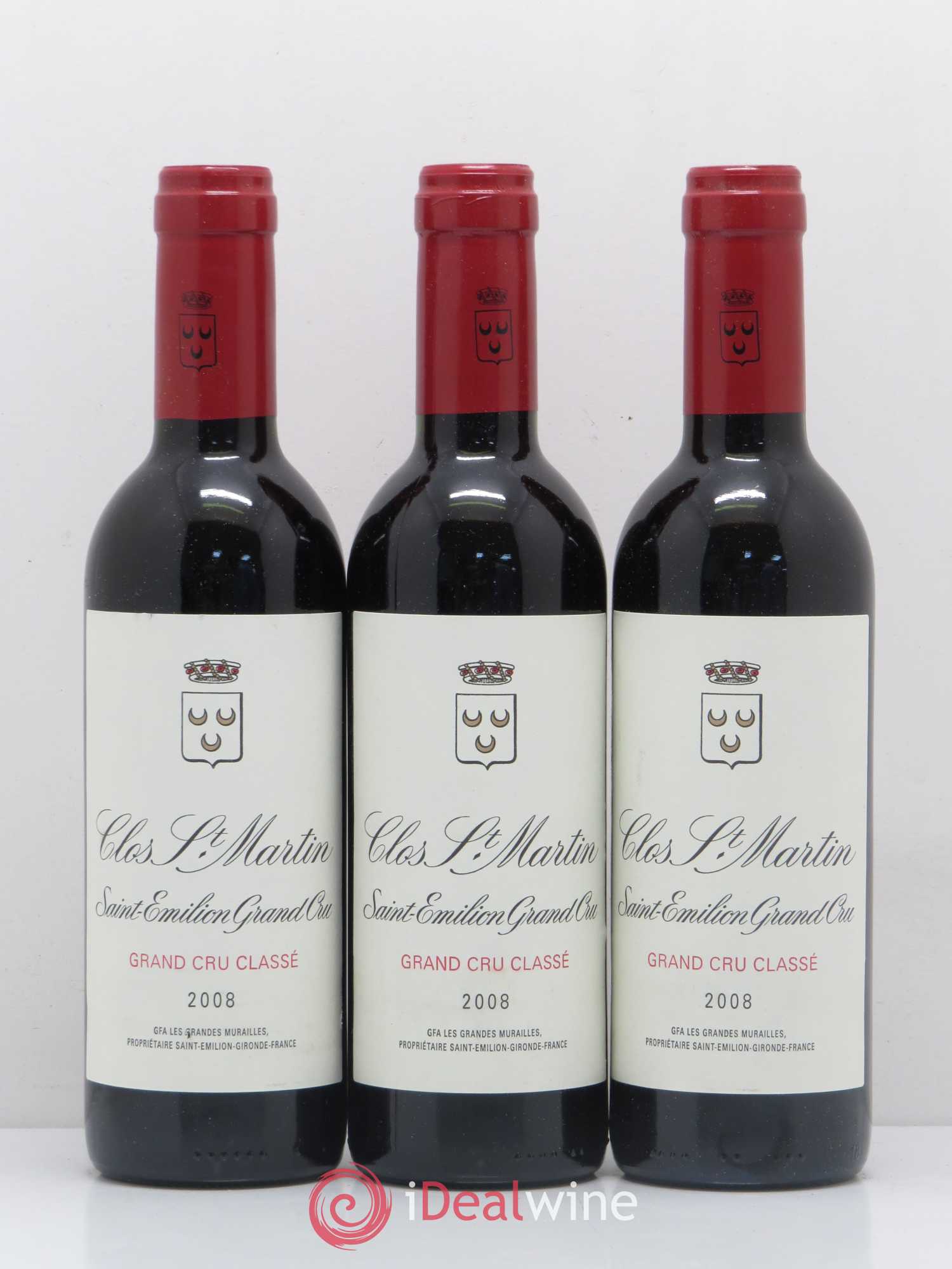 Clos Saint Martin Grand Cru Classé  (sans prix de réserve) 2008 - Lot de 5 demi bouteilles - 1