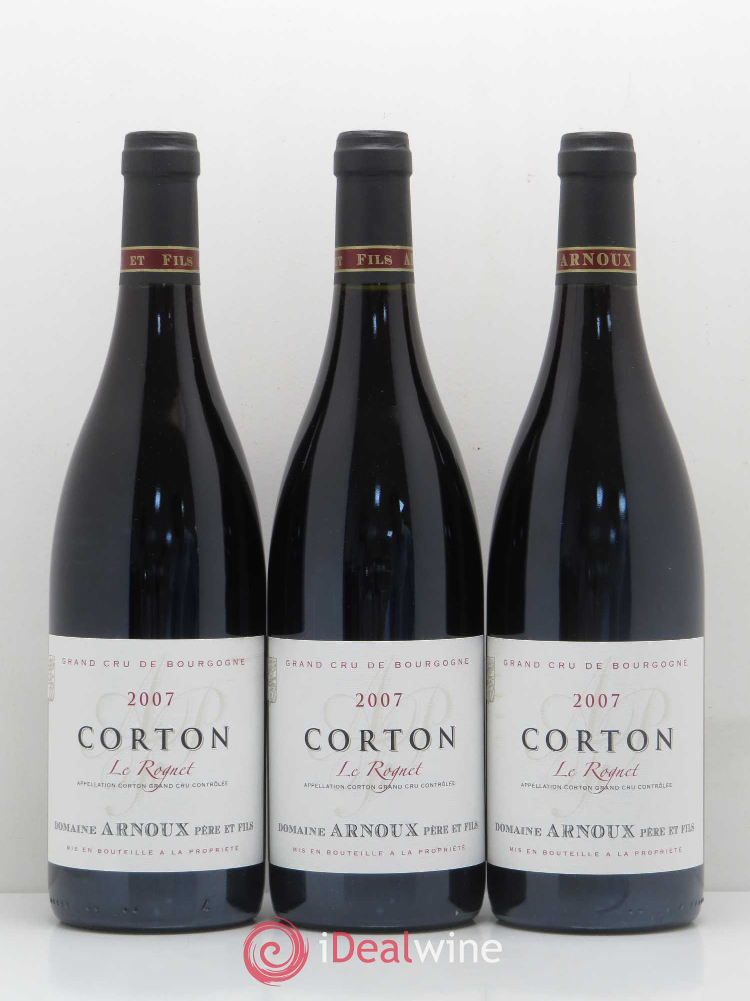 Corton Grand Cru Le Rognet Domaine Arnoux Pere et Fils (sans prix de réserve) 2007 - Posten von 3 Flaschen - 0