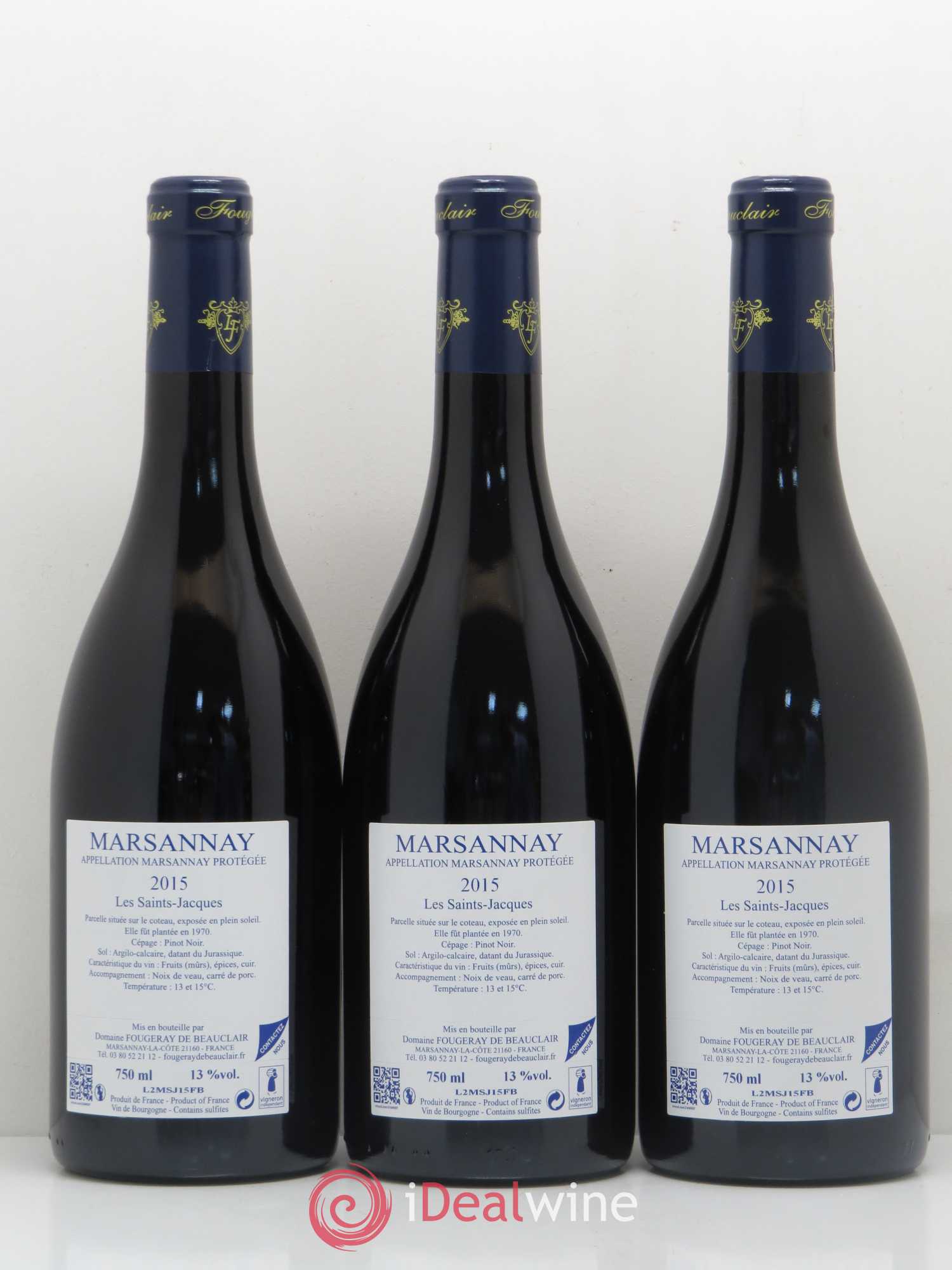 Marsannay Les Saint-Jacques Domaine Fougeray de Beauclair (sans prix de réserve) 2015 - Posten von 6 Flaschen - 2
