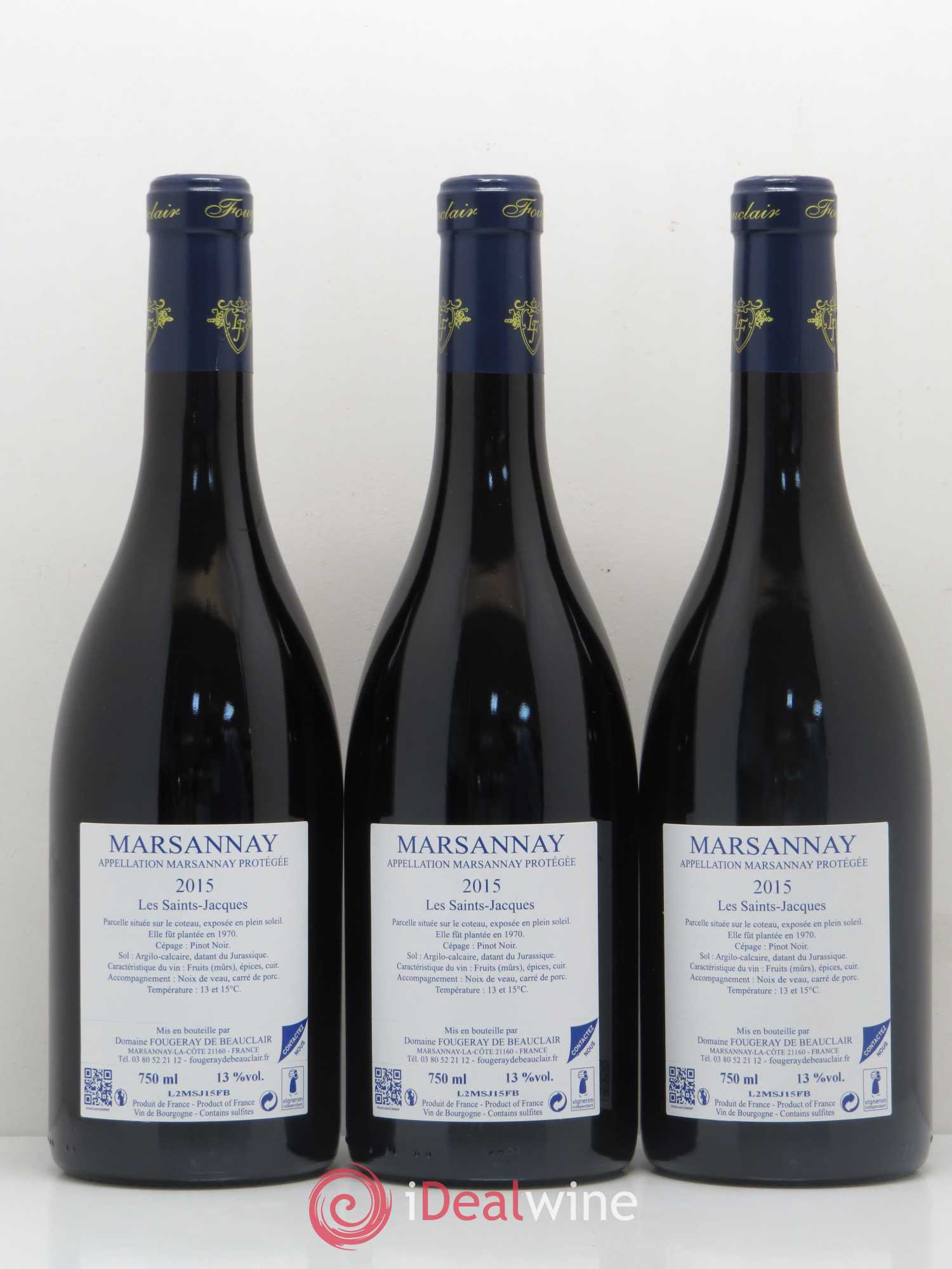 Marsannay Les Saint-Jacques Domaine Fougeray de Beauclair (sans prix de réserve) 2015 - Posten von 6 Flaschen - 4