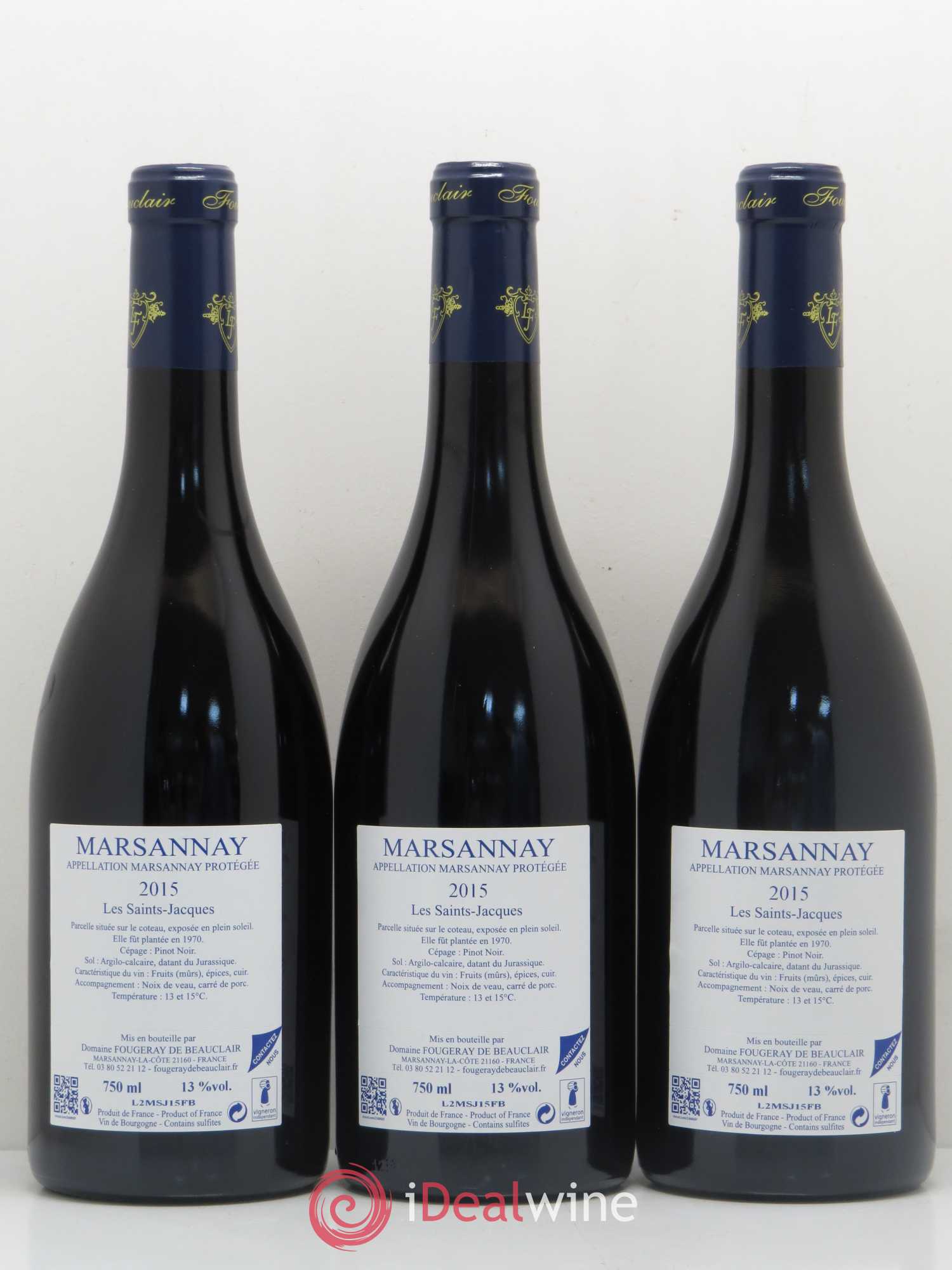 Marsannay Les Saint-Jacques Domaine Fougeray de Beauclair (sans prix de réserve) 2015 - Posten von 6 Flaschen - 2