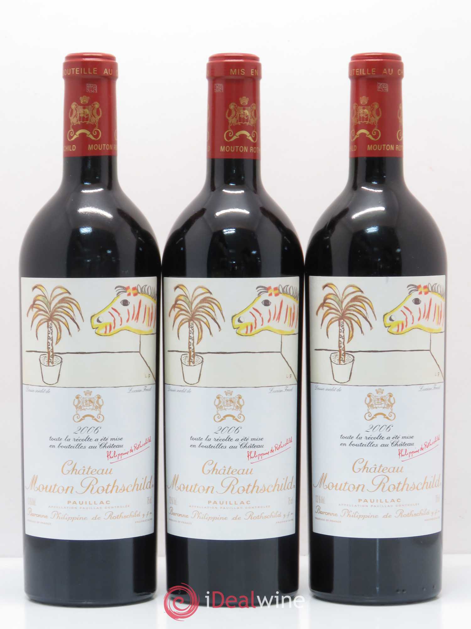 Château Mouton Rothschild 1er Grand Cru Classé 2006 - Lot de 3 bouteilles - 0