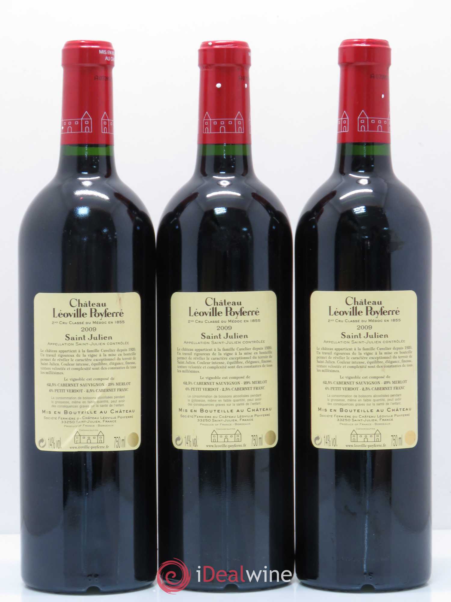 Château Léoville Poyferré 2ème Grand Cru Classé 2009 - Lot de 3 bouteilles - 1