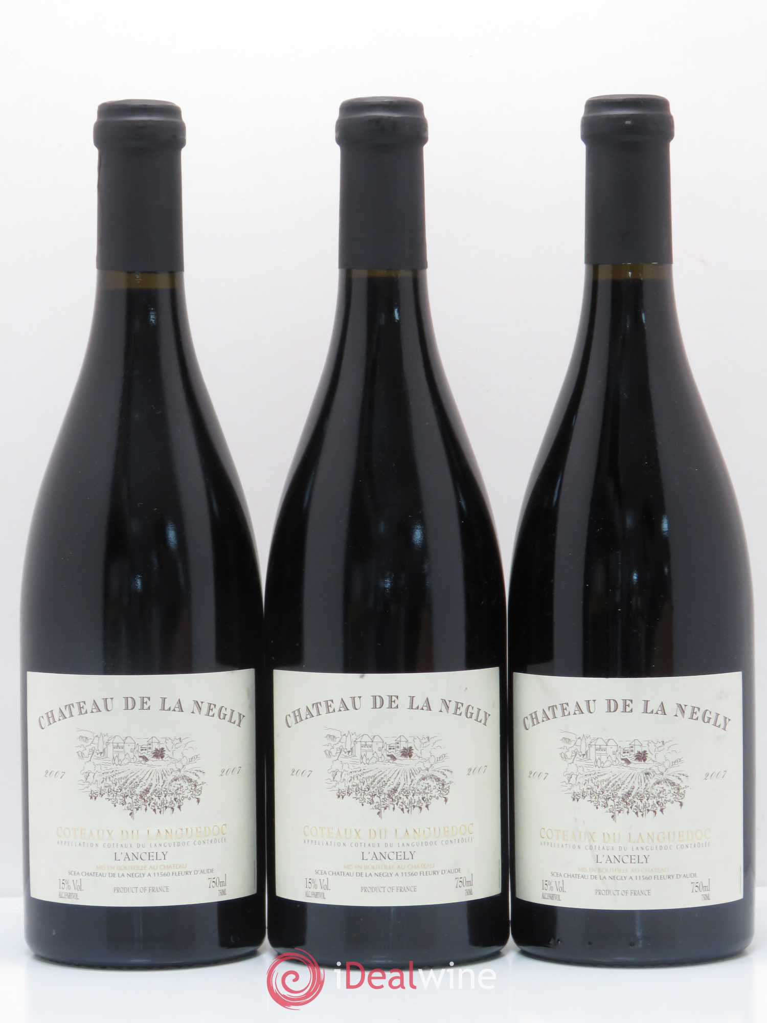 La Clape Château de La Négly L'Ancely Jean Paux-Rosset 2007 - Lot de 3 bouteilles - 0