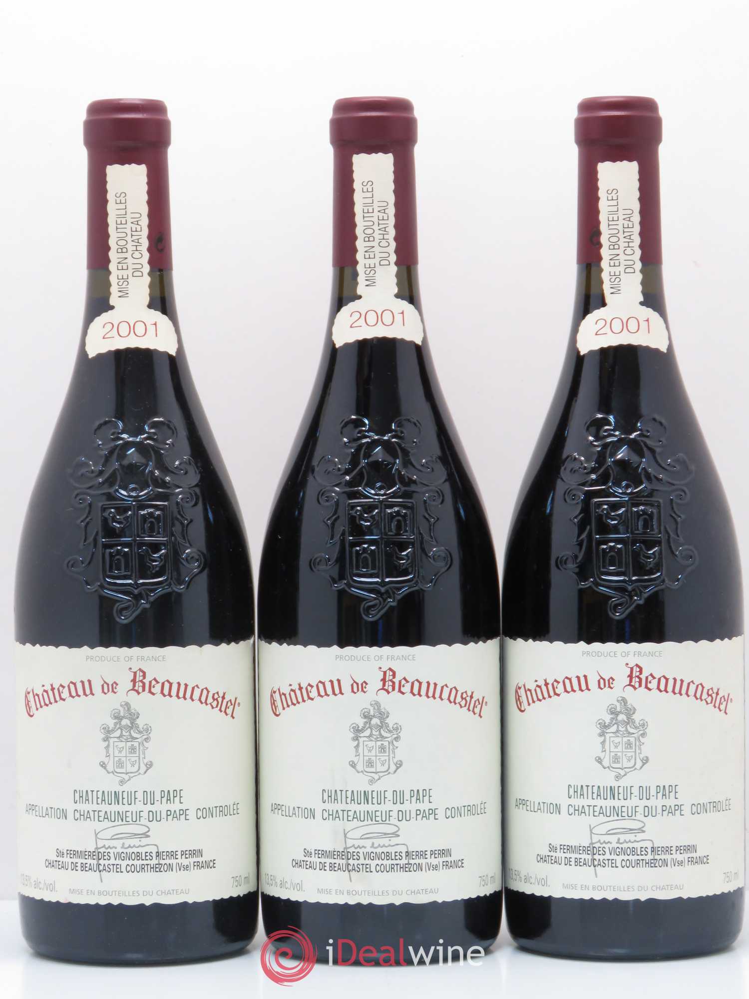 Châteauneuf-du-Pape Château de Beaucastel Famille Perrin 2001 - Lot de 3 bouteilles - 0