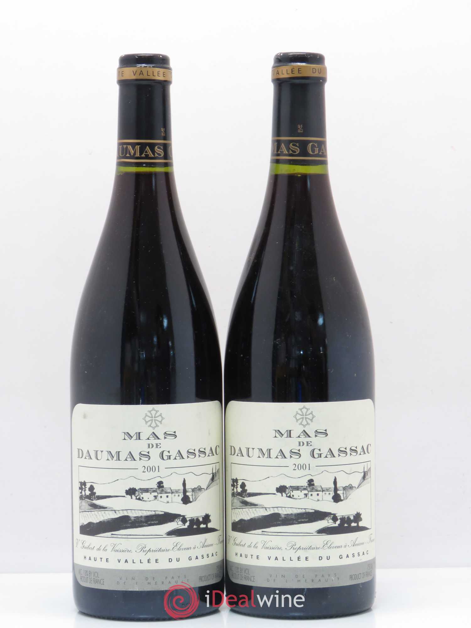 Saint-Guilhem-le-Désert - Cité d'Aniane Mas Daumas Gassac Famille Guibert de La Vaissière 2001 - Lot de 2 bouteilles - 0